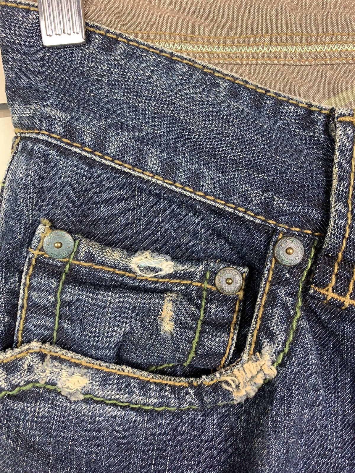 If Six Was Nine × Le Grande Bleu (L.G.B.) Vintage Japanese Brand Stitch Nebraska Distressed Denim Size US 29 - 8 Thumbnail