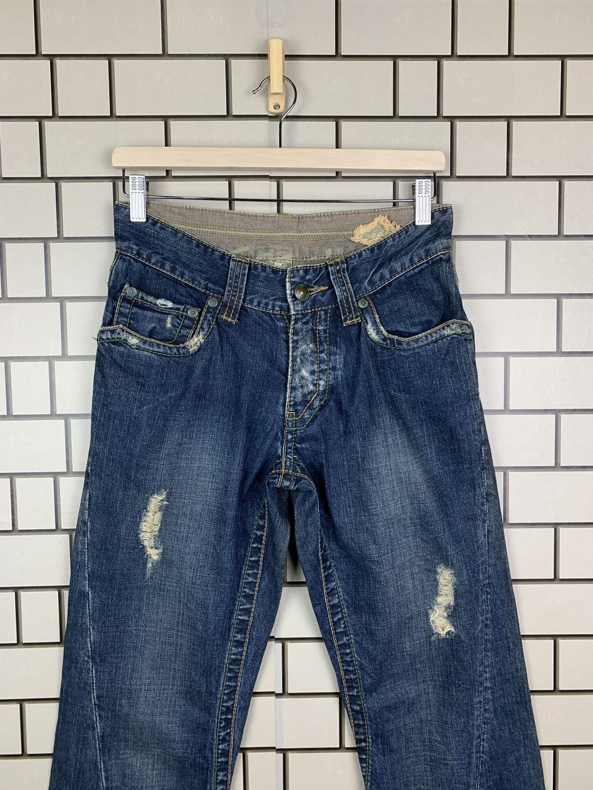 If Six Was Nine × Le Grande Bleu (L.G.B.) Vintage Japanese Brand Stitch Nebraska Distressed Denim Size US 29 - 2 Thumbnail
