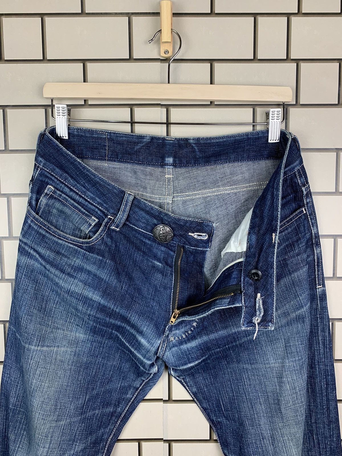 If Six Was Nine × Japanese Brand × Jean Machine Vintage Japanese Brand Machine Distressed Denim Size US 33 - 19 Thumbnail