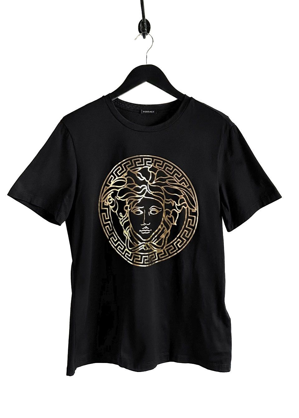 Versace Versace Black Gold Printed Medusa T-shirt Size M / US 6-8 / IT 42-44 - 1 Thumbnail