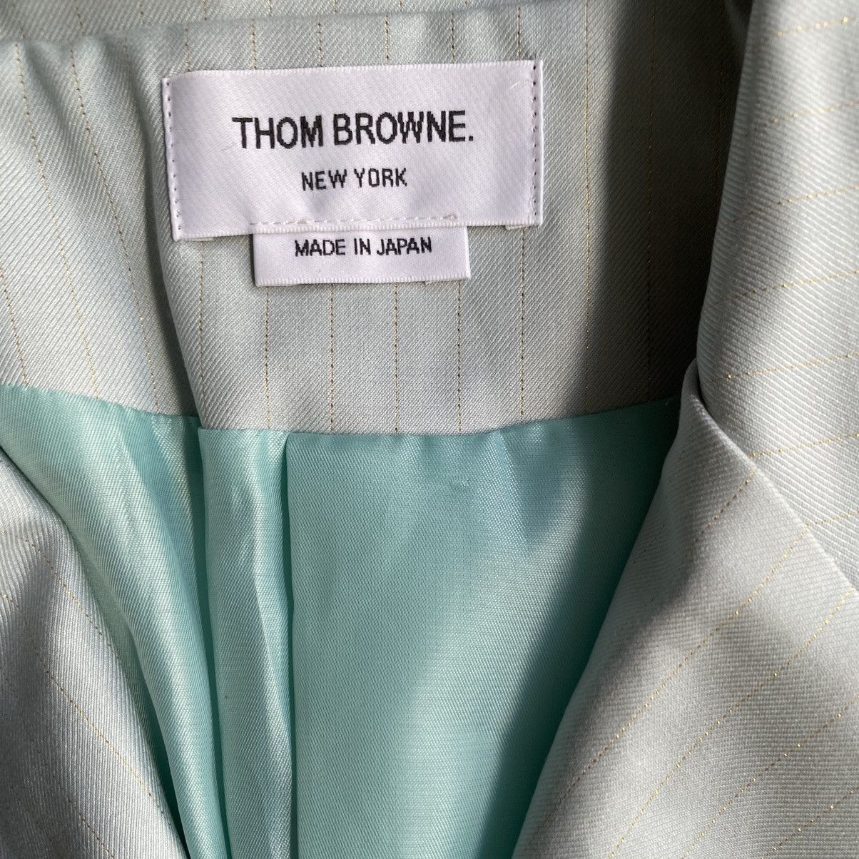 Thom Browne Mint Green With Gold Strips Double Breasted Blazer Size M / US 6-8 / IT 42-44 - 4 Thumbnail