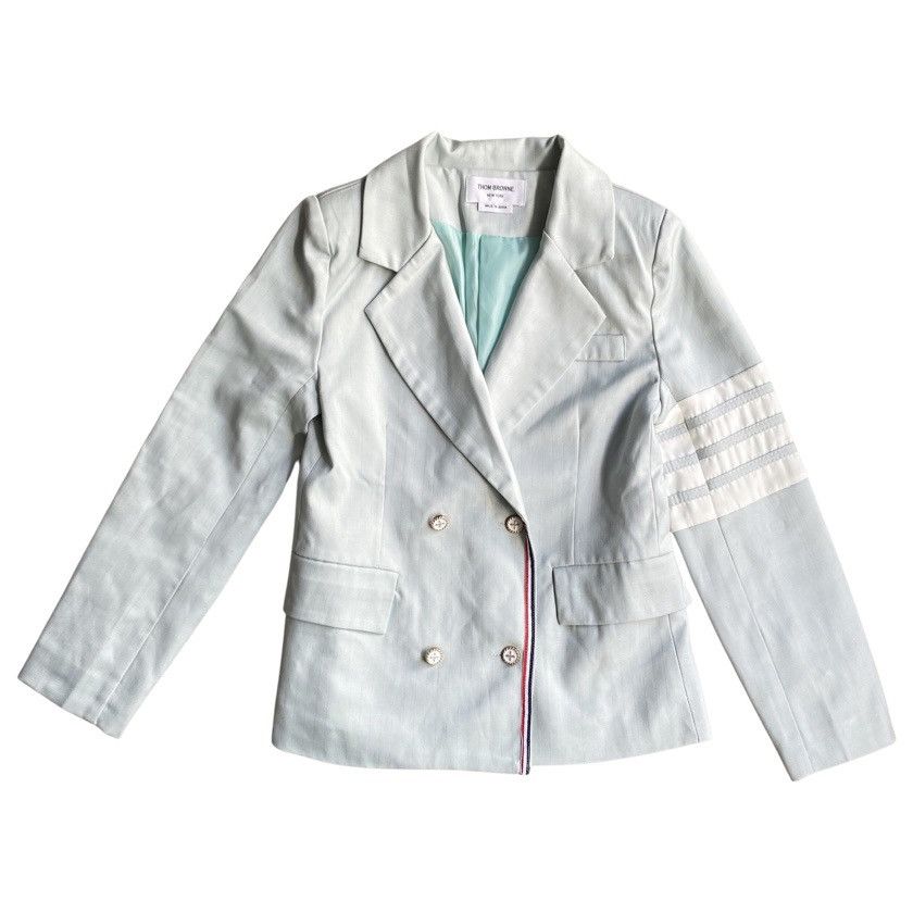 Thom Browne Mint Green With Gold Strips Double Breasted Blazer Size M / US 6-8 / IT 42-44 - 1 Thumbnail