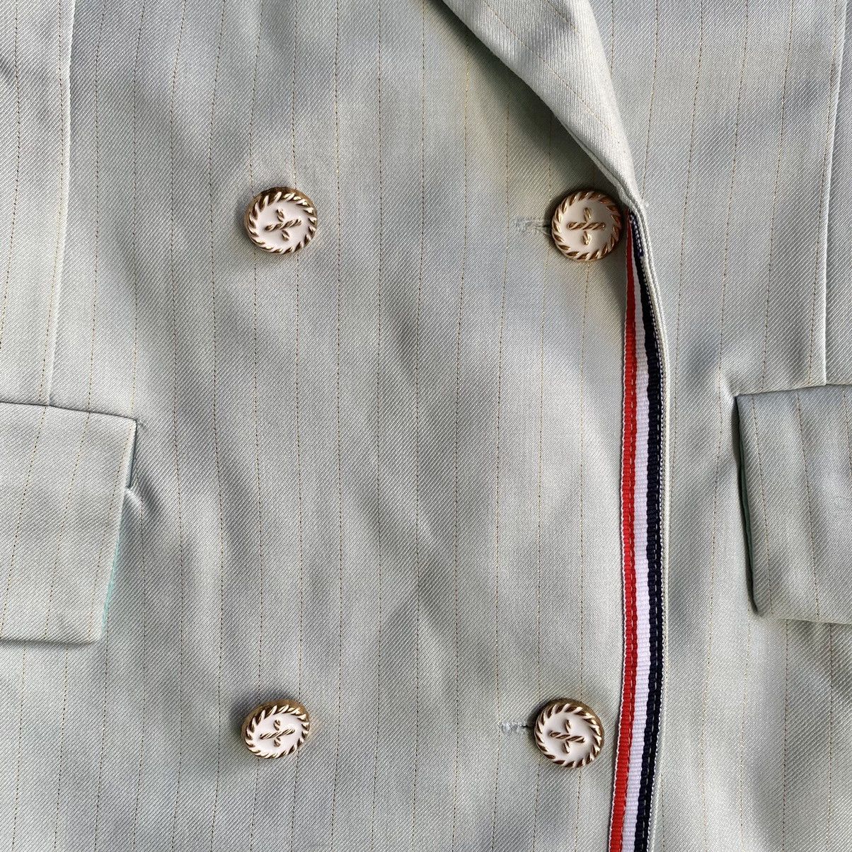 Thom Browne Mint Green With Gold Strips Double Breasted Blazer Size M / US 6-8 / IT 42-44 - 3 Thumbnail