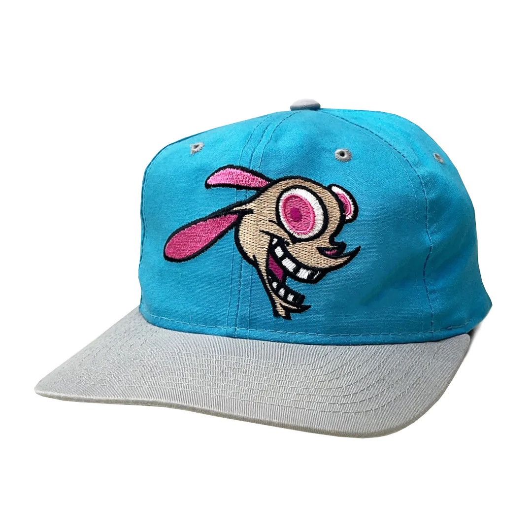 image of Ren & Stimpy 93 90's VTG Nickelodeon American Needle Cap Hat in Blue Grey, Men's