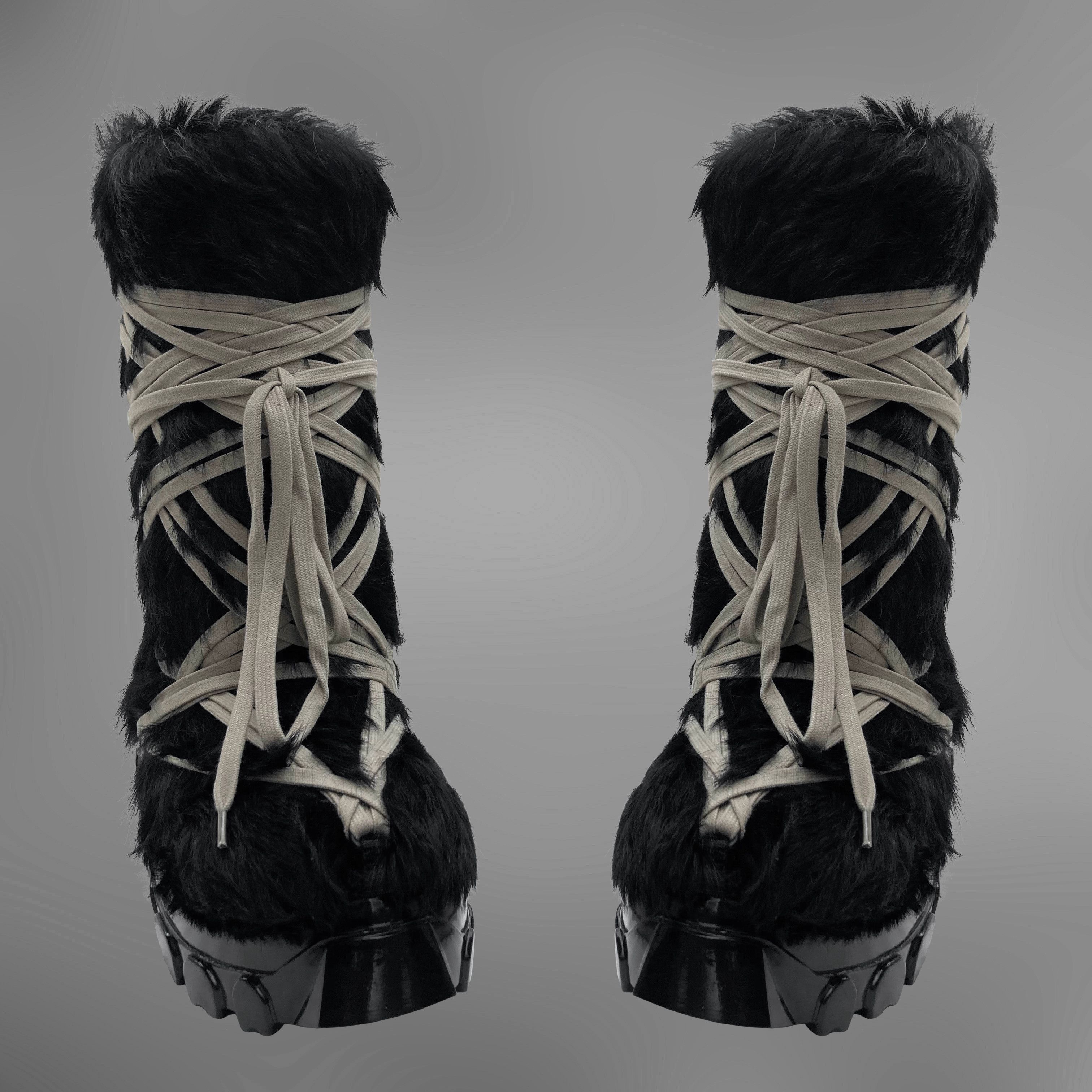 Rick Owens RICK OWENS MEGALACE LUNAR FUR BOOTS Size US 10.5 / EU 43-44 - 4 Thumbnail