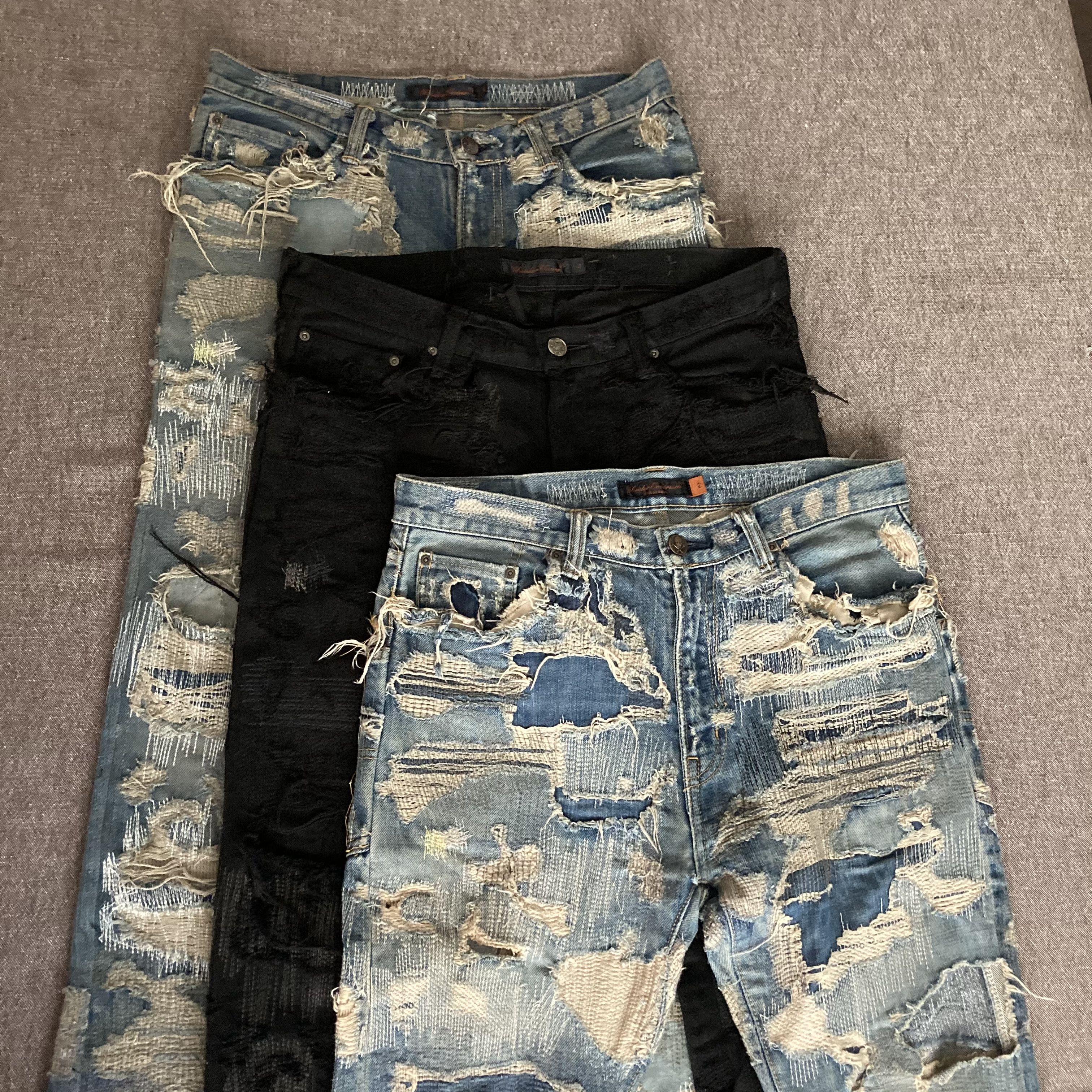 Undercover Undercover 85 Jeans Blue + Black Size US 30 / EU 46 - 3 Thumbnail