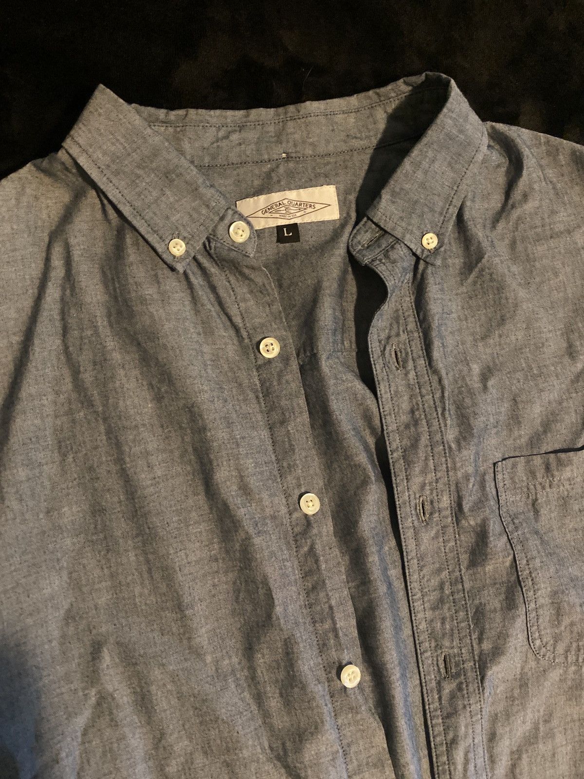 General Quarters General Quarters blue chambray button-front shirt (size: L) Size US L / EU 52-54 / 3 - 2 Thumbnail