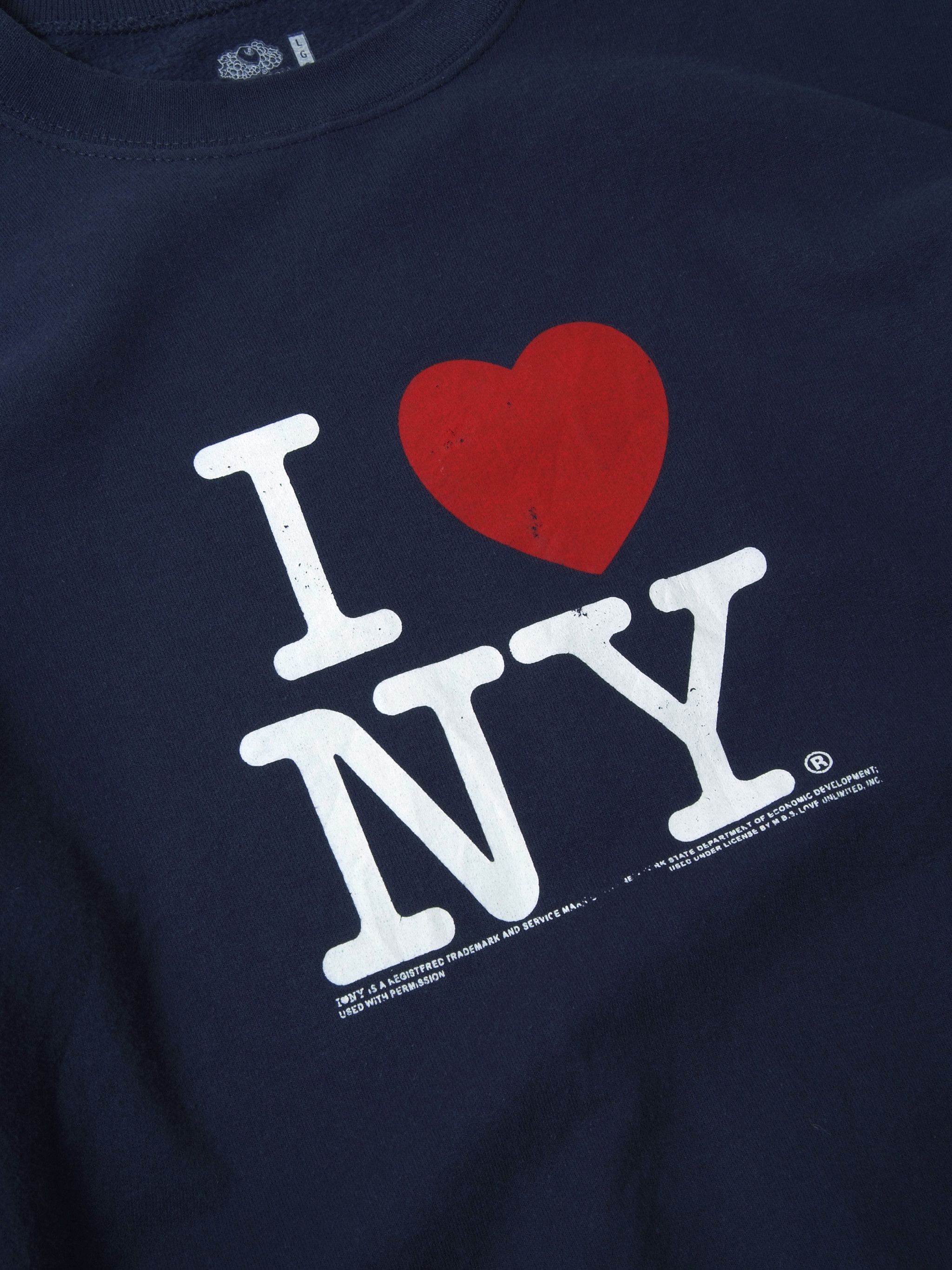 Fruit Of The Loom × I Love NY × Vintage Vintage 90’s I Love NY Single Stitch Boxy Fit Sweatshirt (L) Size US L / EU 52-54 / 3 - 5 Thumbnail