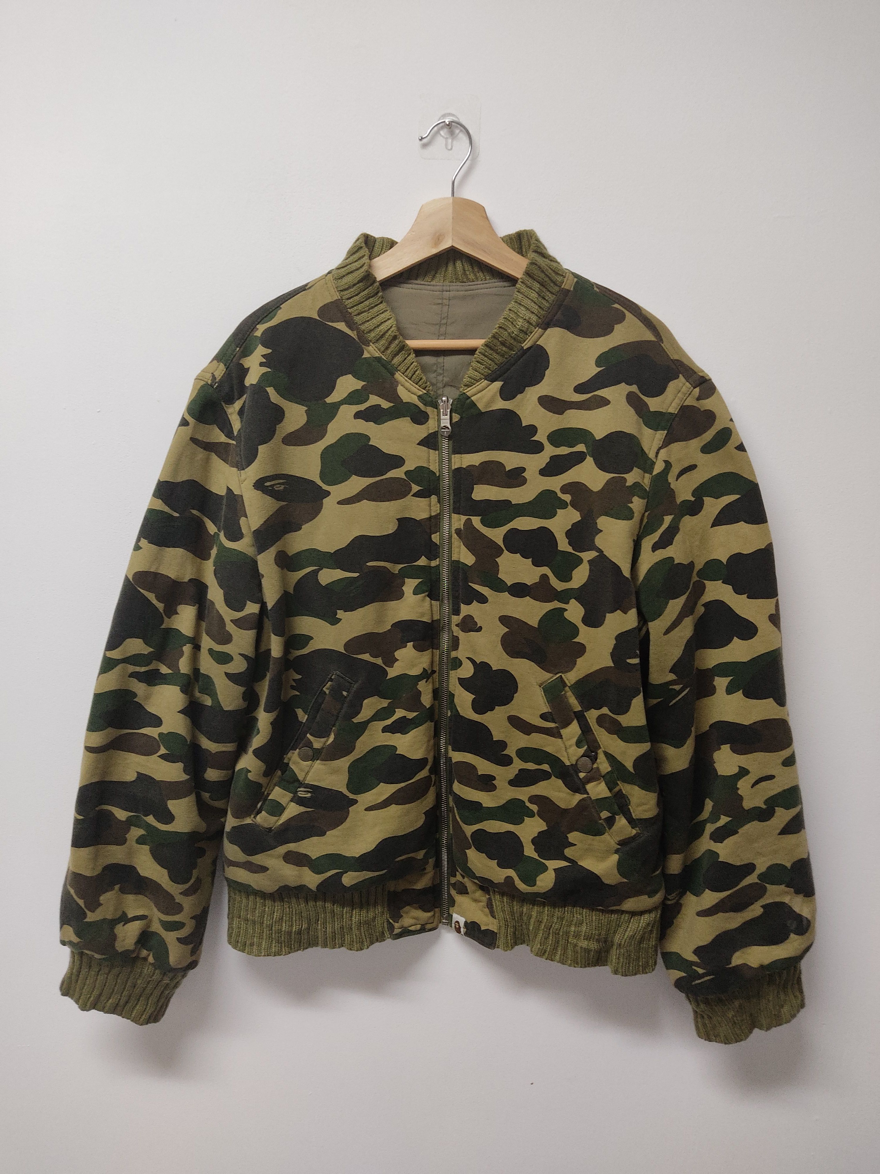 Bape Vintage 2000s Bape First Camo Reversible MA-1 Bomber Jacket | Grailed