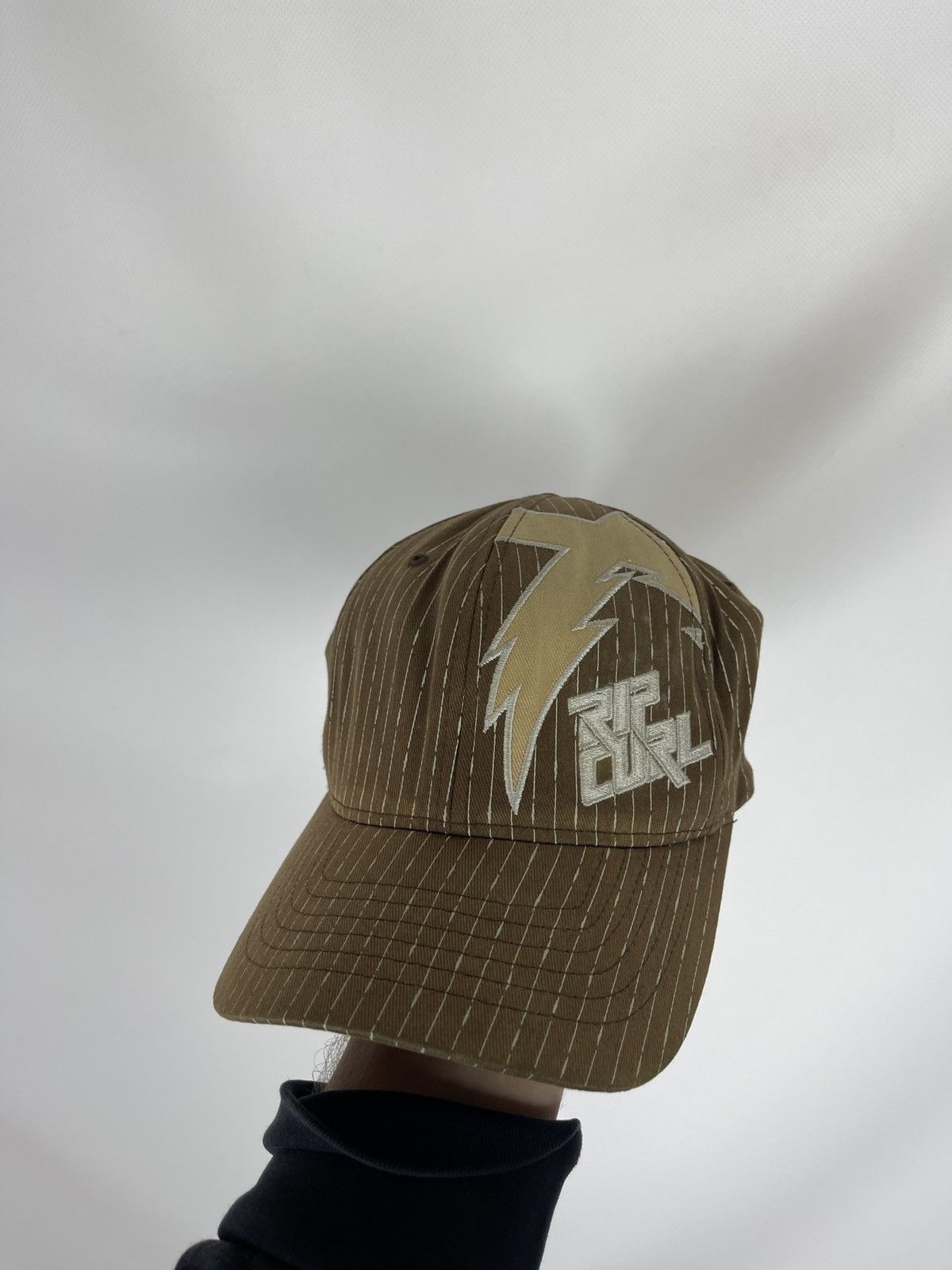 Rip Curl × Vintage Rip Curl vintage 90s brown striped skateboard flexfit cap Size ONE SIZE - 1 Thumbnail