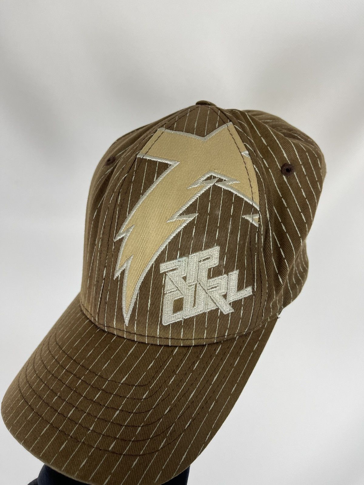 Rip Curl × Vintage Rip Curl vintage 90s brown striped skateboard flexfit cap Size ONE SIZE - 4 Thumbnail