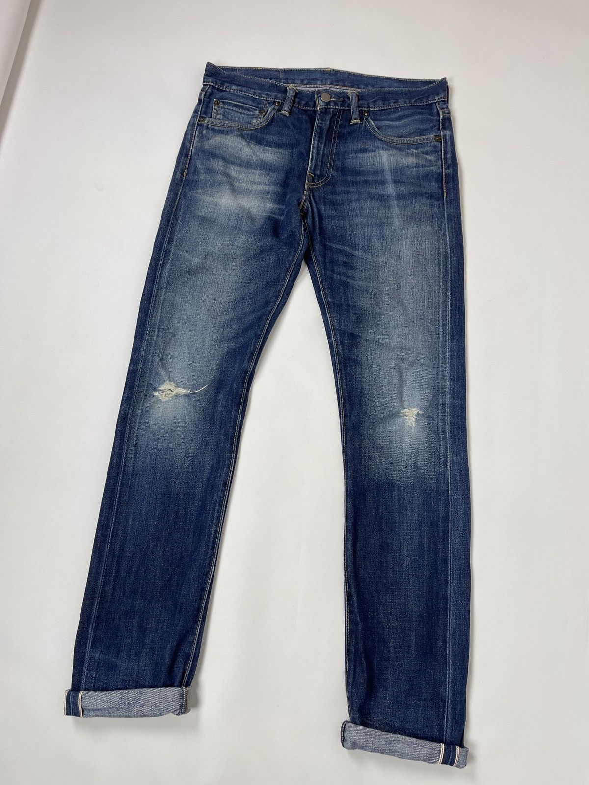 Levi's Levi’s 511 blue faded selvedge distressed denim jeans pants Size US 31 - 4 Thumbnail