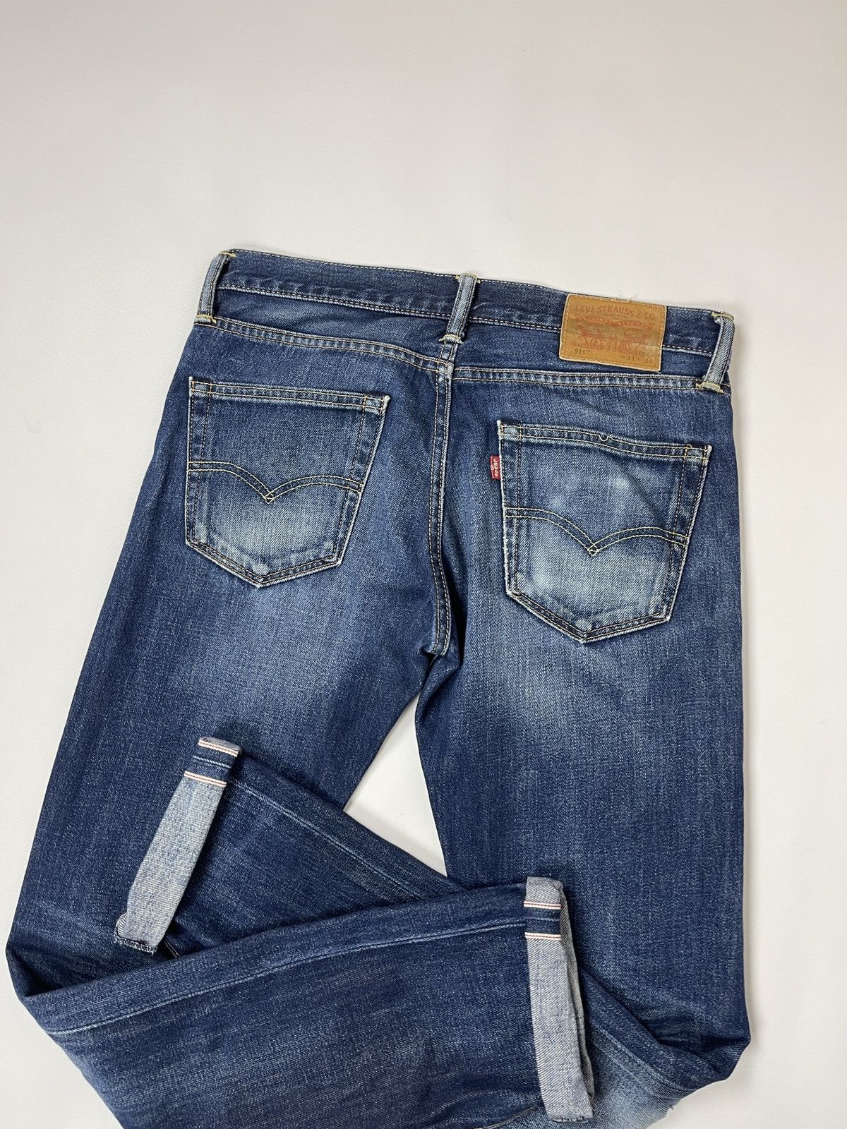 Levi's Levi’s 511 blue faded selvedge distressed denim jeans pants Size US 31 - 1 Thumbnail