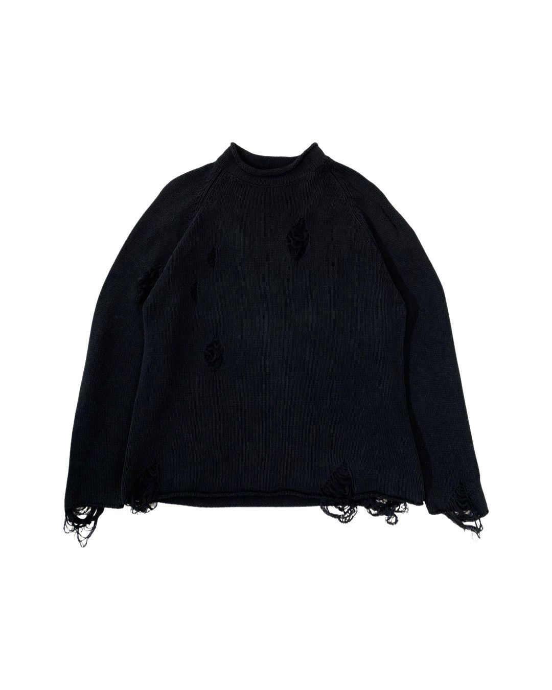 image of Number N Ine Number (N)Ine Distressed Knit Sweater in Black, Men's (Size Medium)