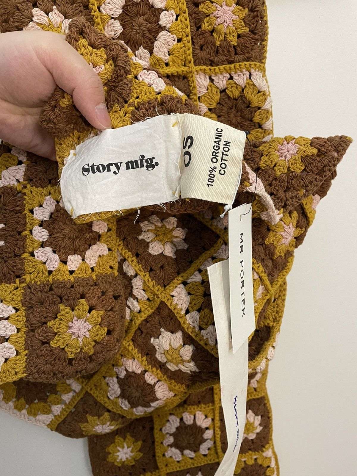 Story Mfg. Piece Crochet Knit Cotton Scarf Size ONE SIZE - 4 Thumbnail