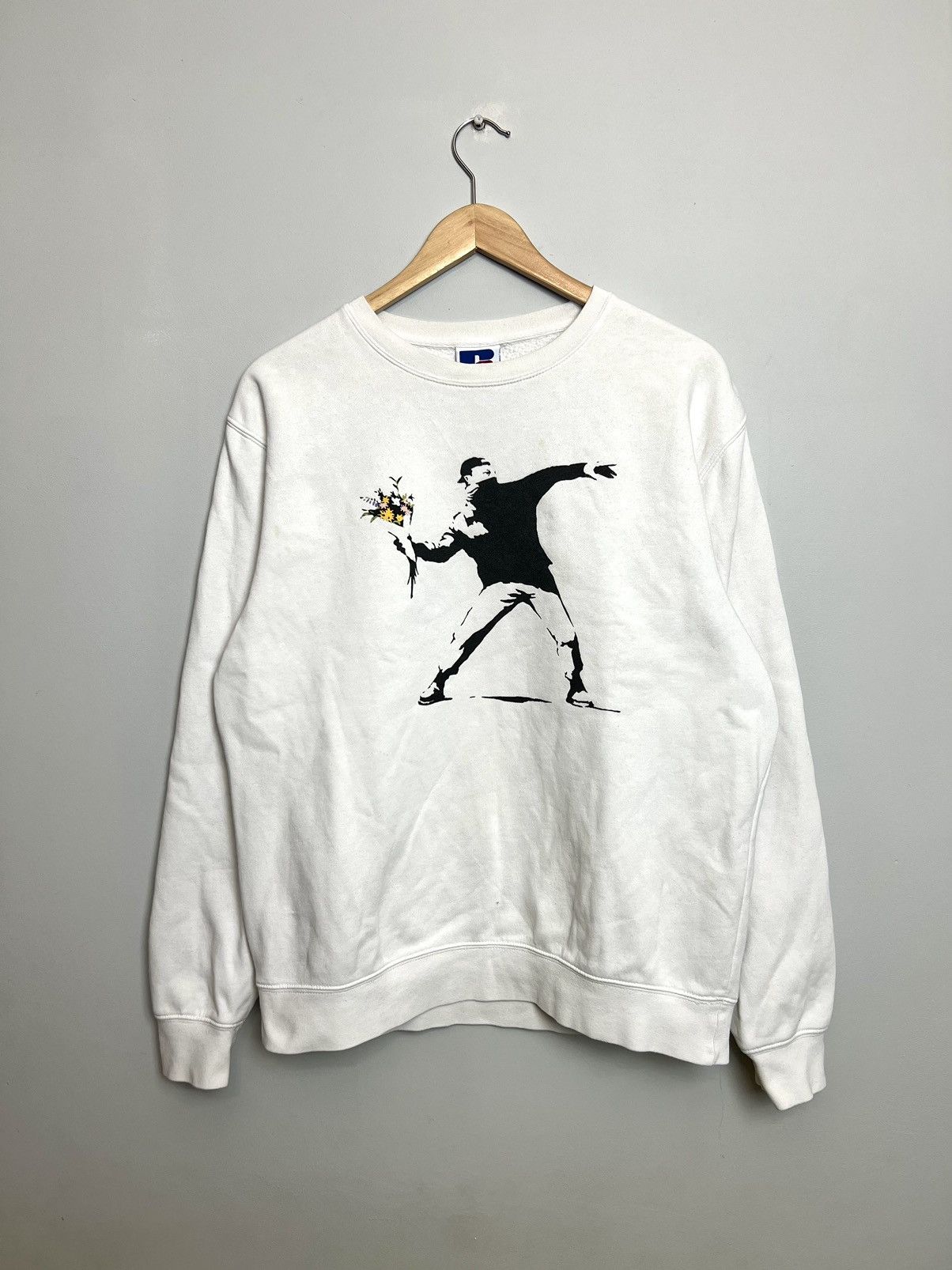 Russell Athletic Vintage Y2k 00s Banksy Street Art Flower Boy Russel Crewneck Size US M / EU 48-50 / 2 - 1 Thumbnail