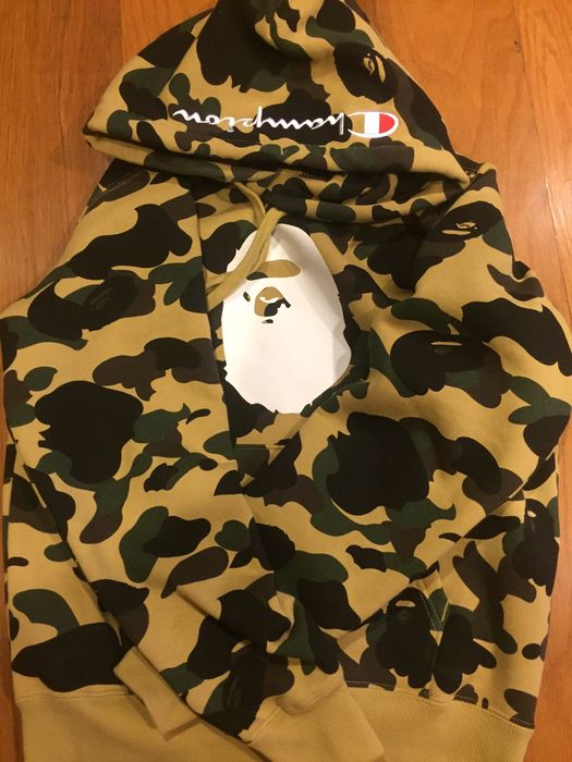 Bape x cheap champion camo hoodie