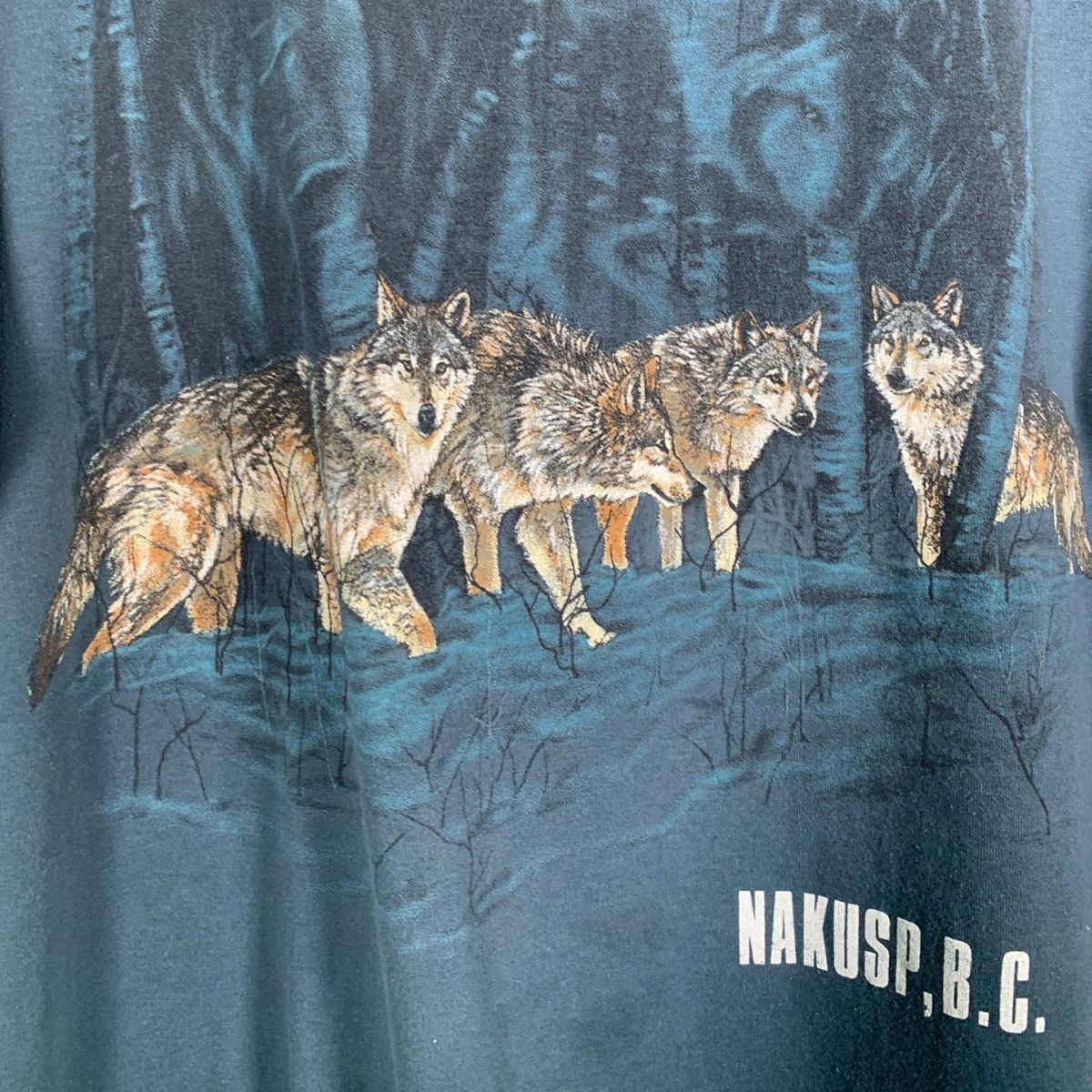 Vintage Vintage 80s 90s Wolf Wolves Animal Single Stitch T Shirt Size US L / EU 52-54 / 3 - 3 Thumbnail