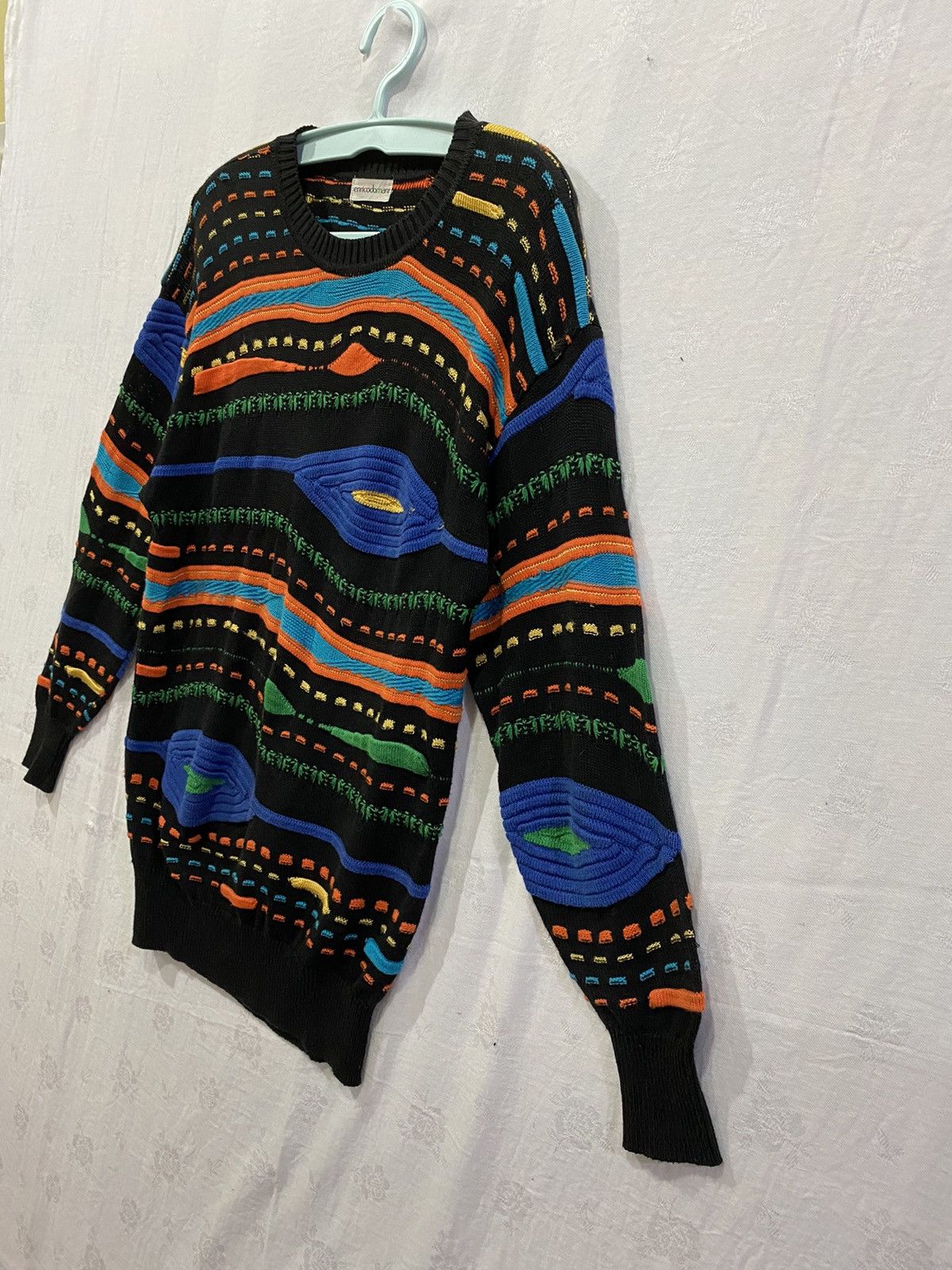 Japanese Brand Enricodomani Coogi Inspired Colorful Crochet Pattern Jumper Size US M / EU 48-50 / 2 - 3 Thumbnail