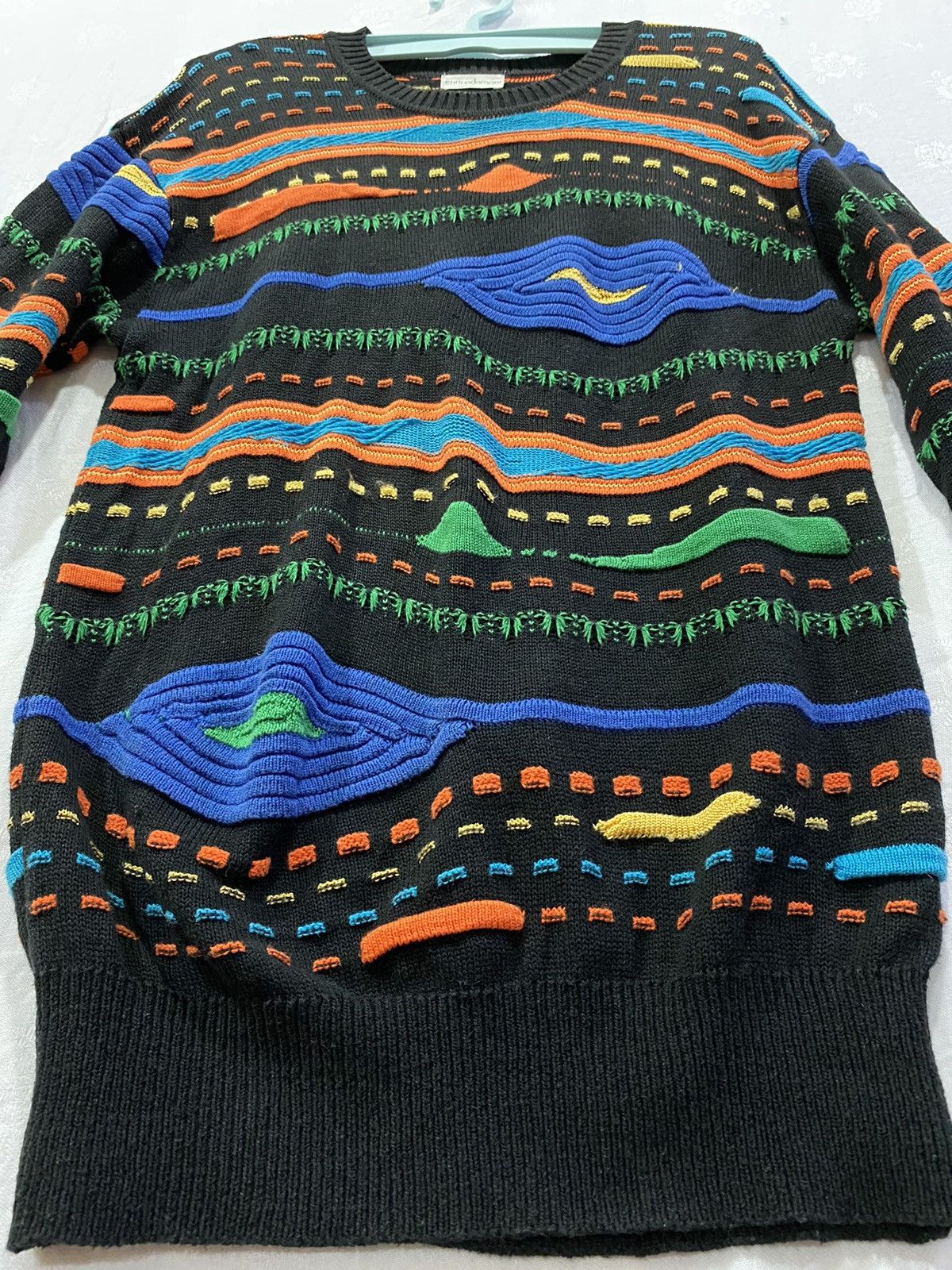 Japanese Brand Enricodomani Coogi Inspired Colorful Crochet Pattern Jumper Size US M / EU 48-50 / 2 - 6 Thumbnail