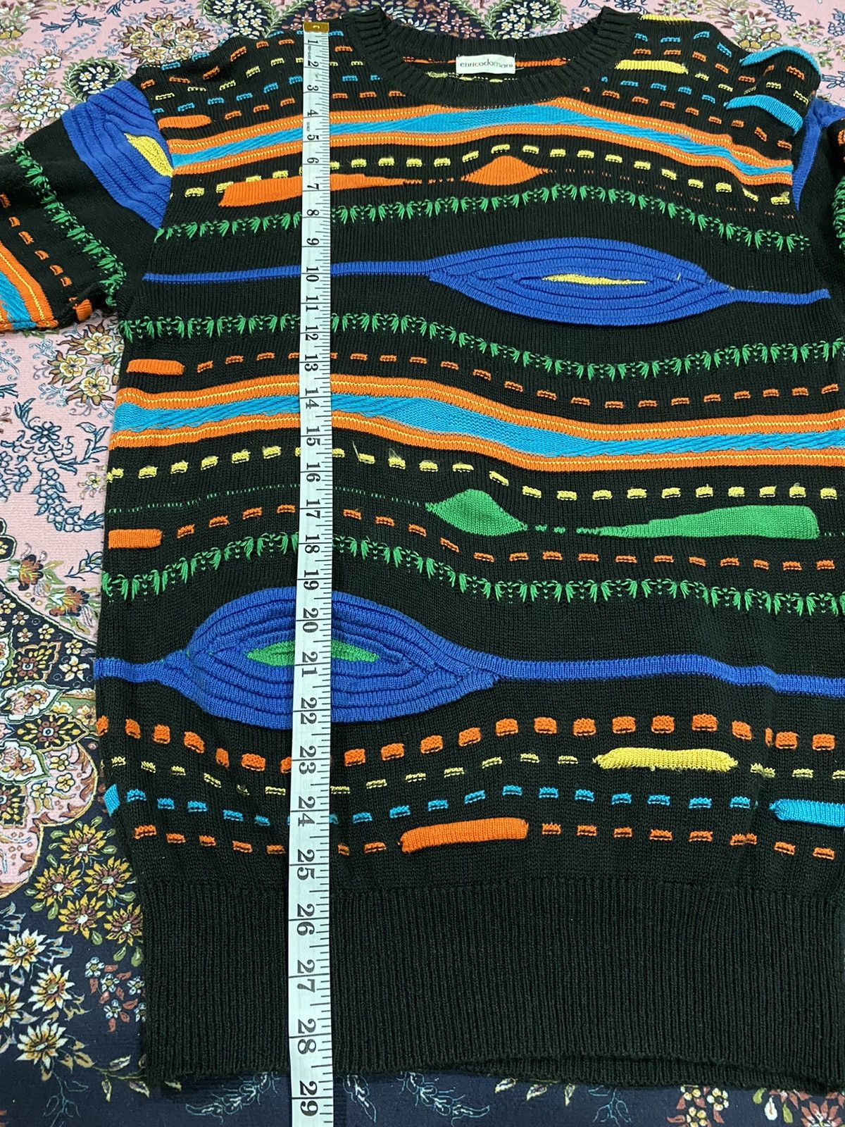 Japanese Brand Enricodomani Coogi Inspired Colorful Crochet Pattern Jumper Size US M / EU 48-50 / 2 - 13 Thumbnail