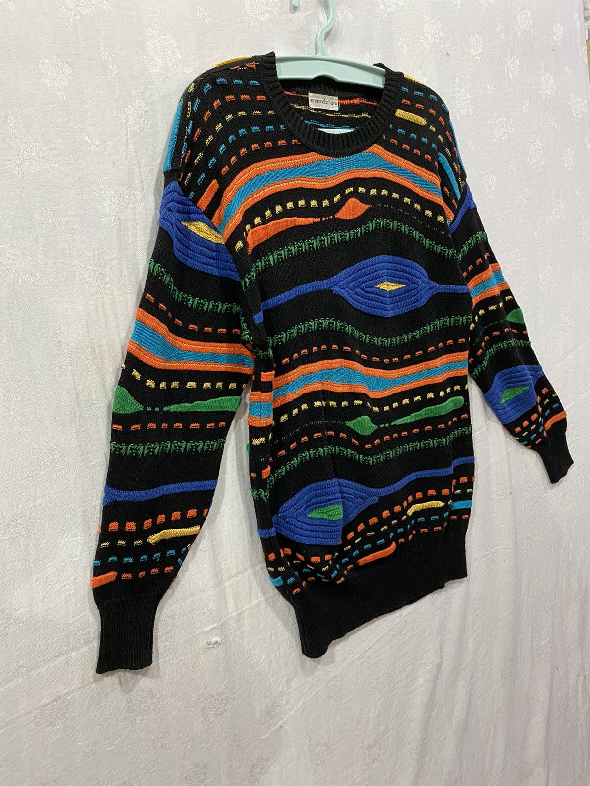 Japanese Brand Enricodomani Coogi Inspired Colorful Crochet Pattern Jumper Size US M / EU 48-50 / 2 - 2 Thumbnail