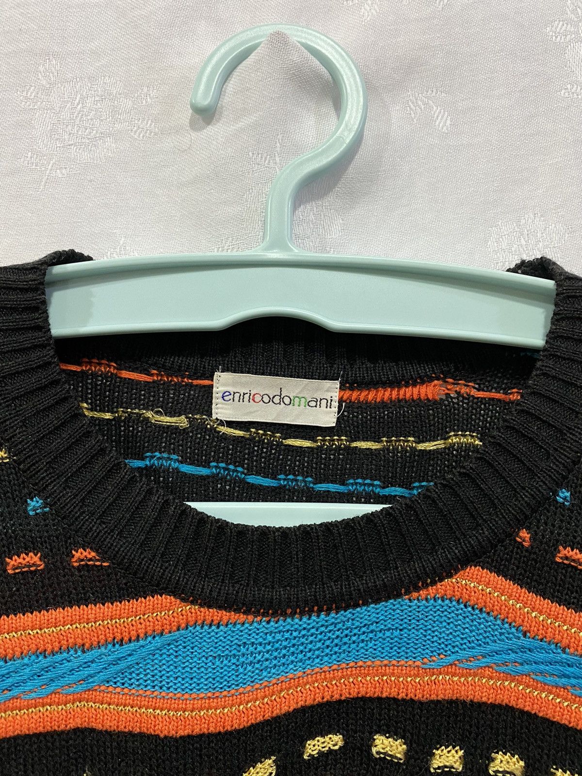 Japanese Brand Enricodomani Coogi Inspired Colorful Crochet Pattern Jumper Size US M / EU 48-50 / 2 - 8 Thumbnail