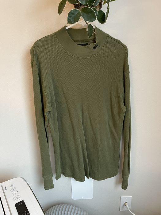 Stussy Stussy mock neck long sleeve, olive / army green. | Grailed