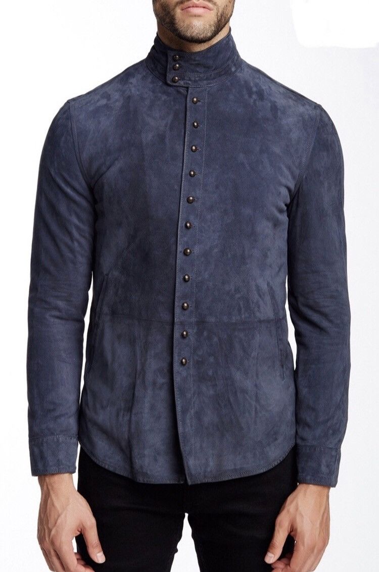 Goat suede multibutton jacket 52