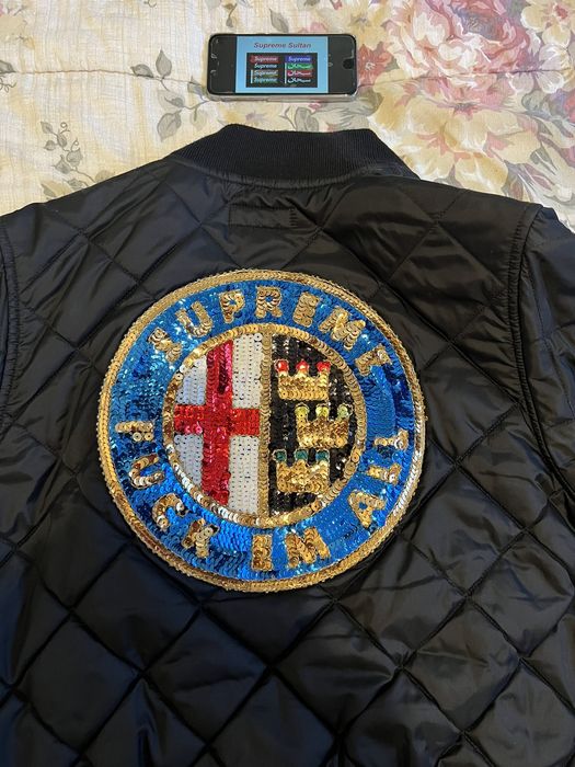 Supreme Supreme Sequin Patch Quilted Bomber Fuck Em All Medium