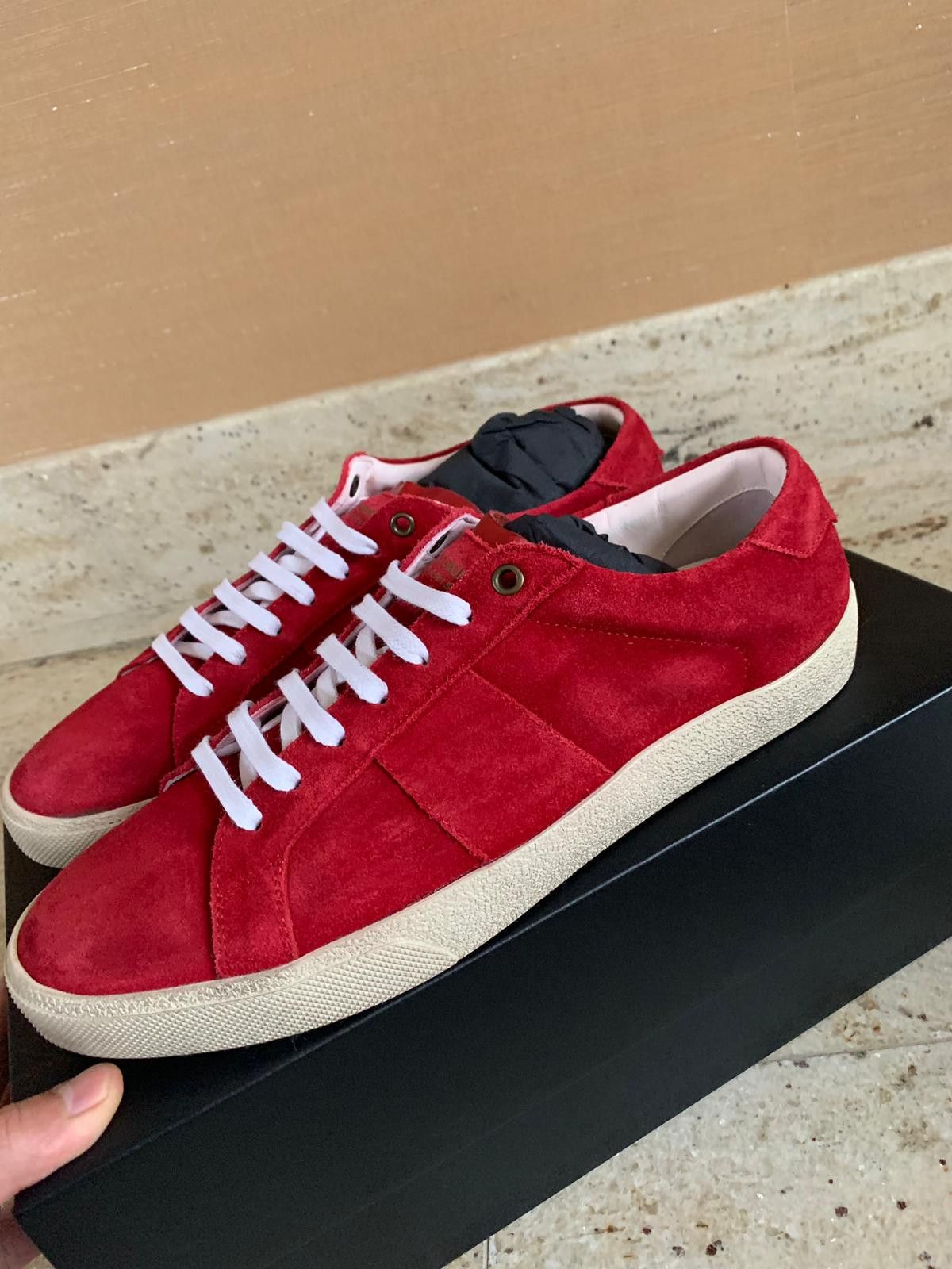 Saint Laurent Paris SL06 Low Top Sneakers in Rouge Eros Size US 6 / EU 39 - 3 Thumbnail