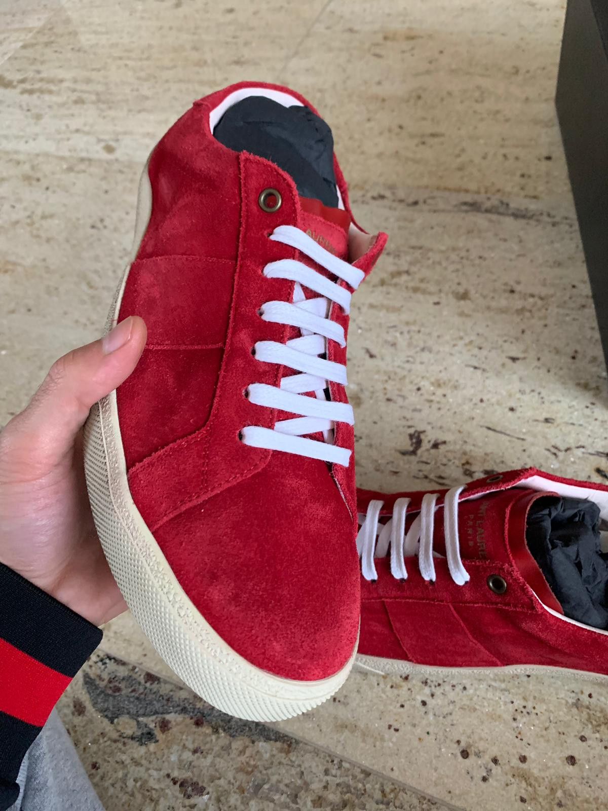 Saint Laurent Paris SL06 Low Top Sneakers in Rouge Eros Size US 6 / EU 39 - 5 Thumbnail