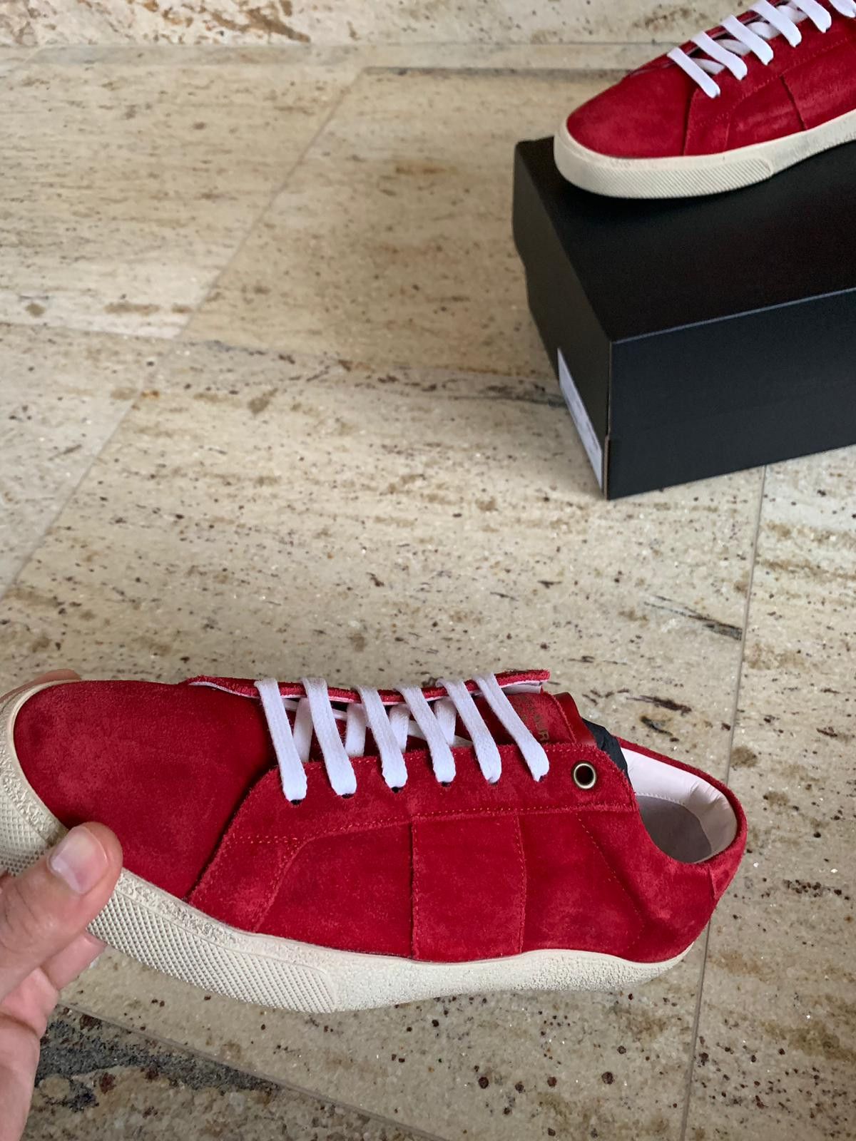 Saint Laurent Paris SL06 Low Top Sneakers in Rouge Eros Size US 6 / EU 39 - 4 Thumbnail