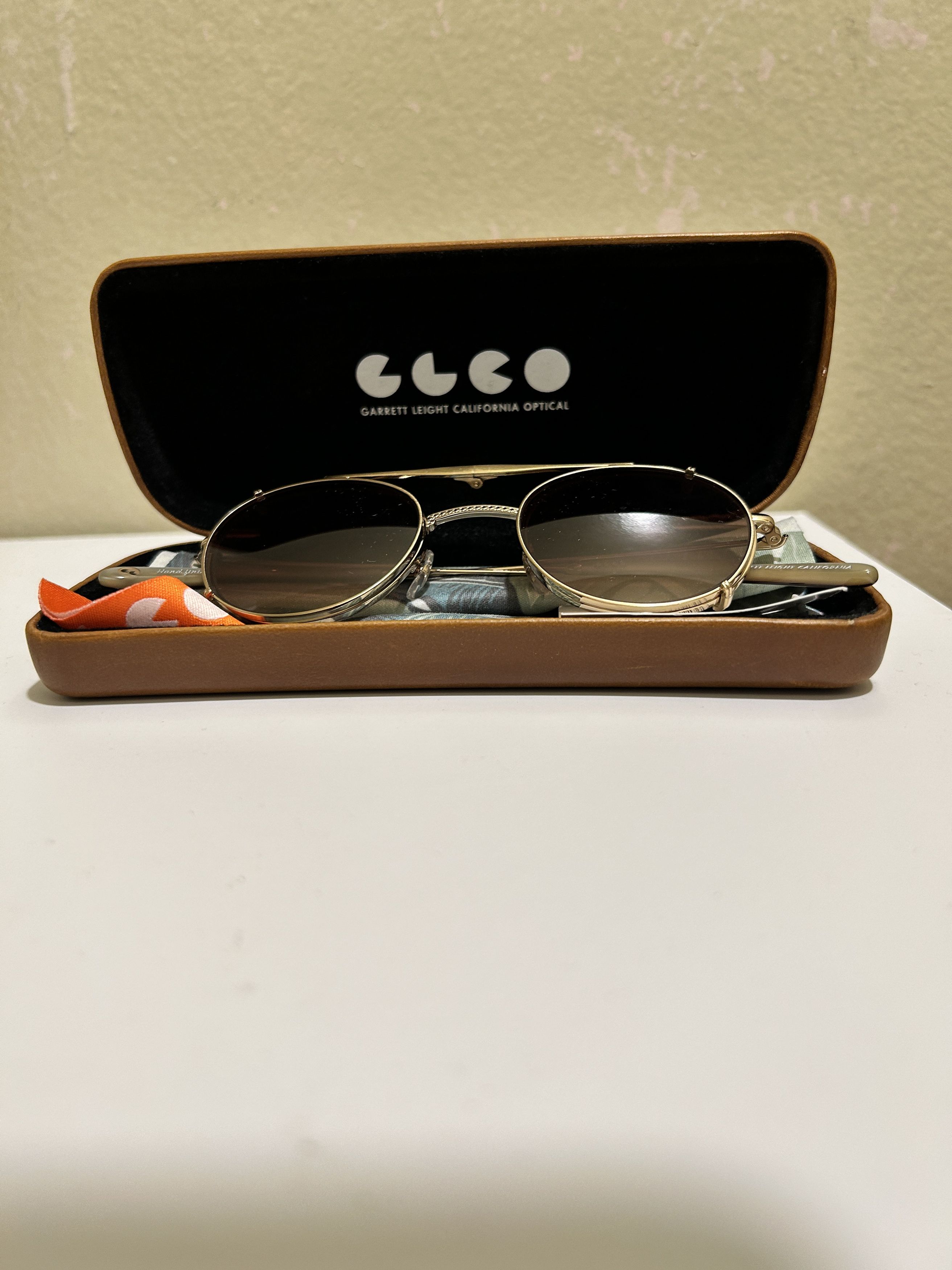 Garrett Leight cloy 46 round frame gold tone optical glasses w/ clips on UV Size ONE SIZE - 2 Thumbnail