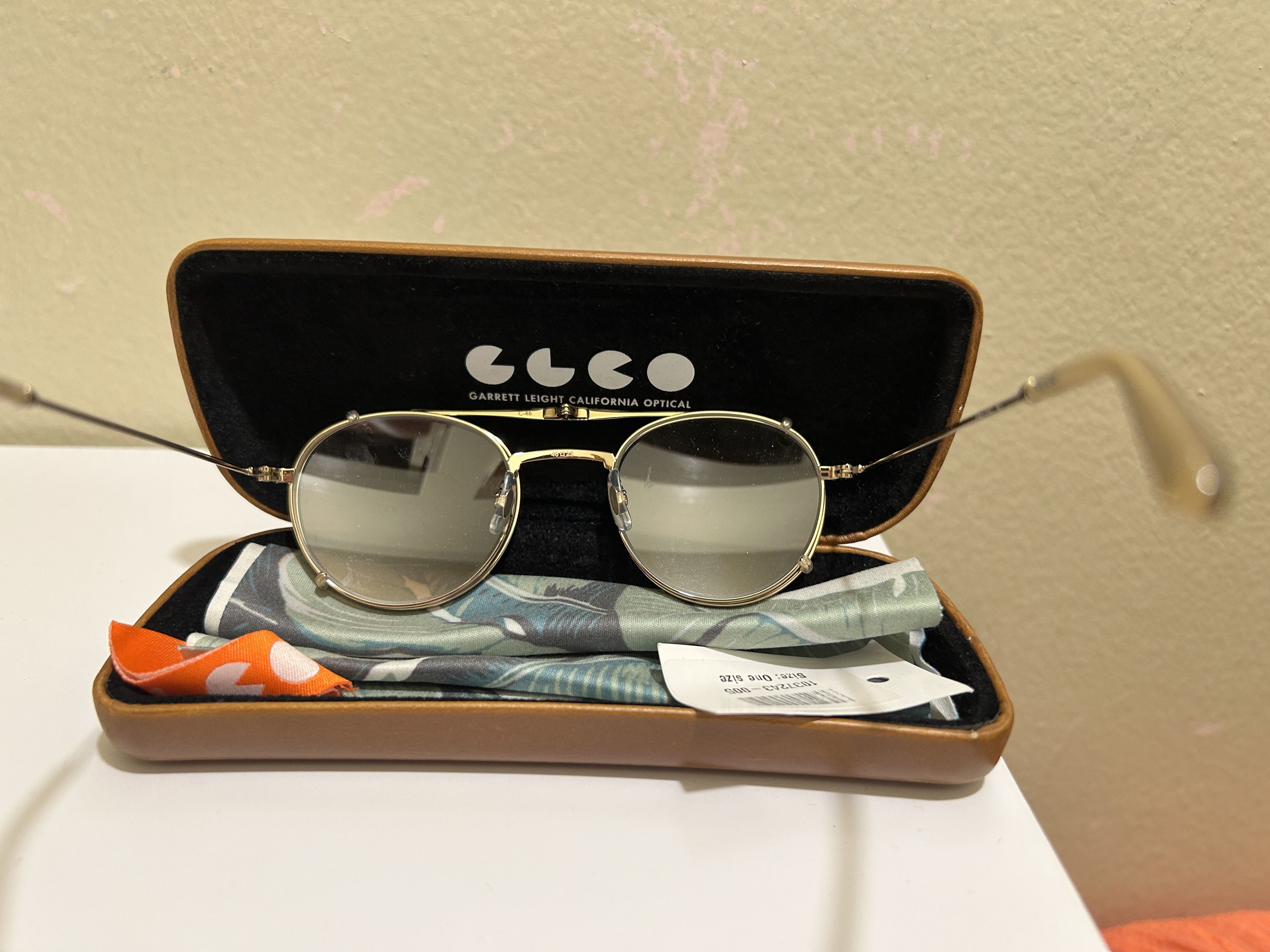 Garrett Leight cloy 46 round frame gold tone optical glasses w/ clips on UV Size ONE SIZE - 3 Thumbnail