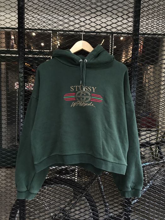 Stussy VINTAGE STUSSY WORLDWIDE X GUCCI CROP HOODIE Grailed