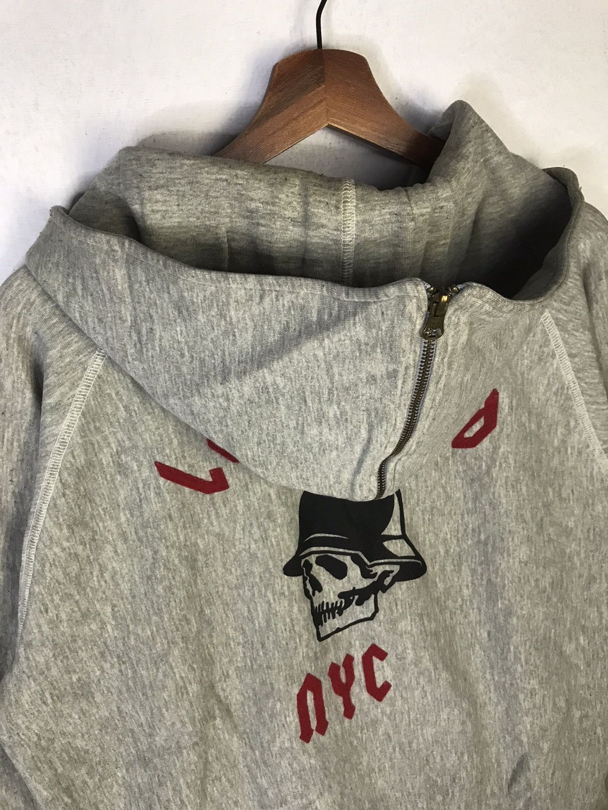 American Apparel × Vintage Left Field NYC USA Skull Distressed Zipper Hoodie Size US S / EU 44-46 / 1 - 3 Thumbnail