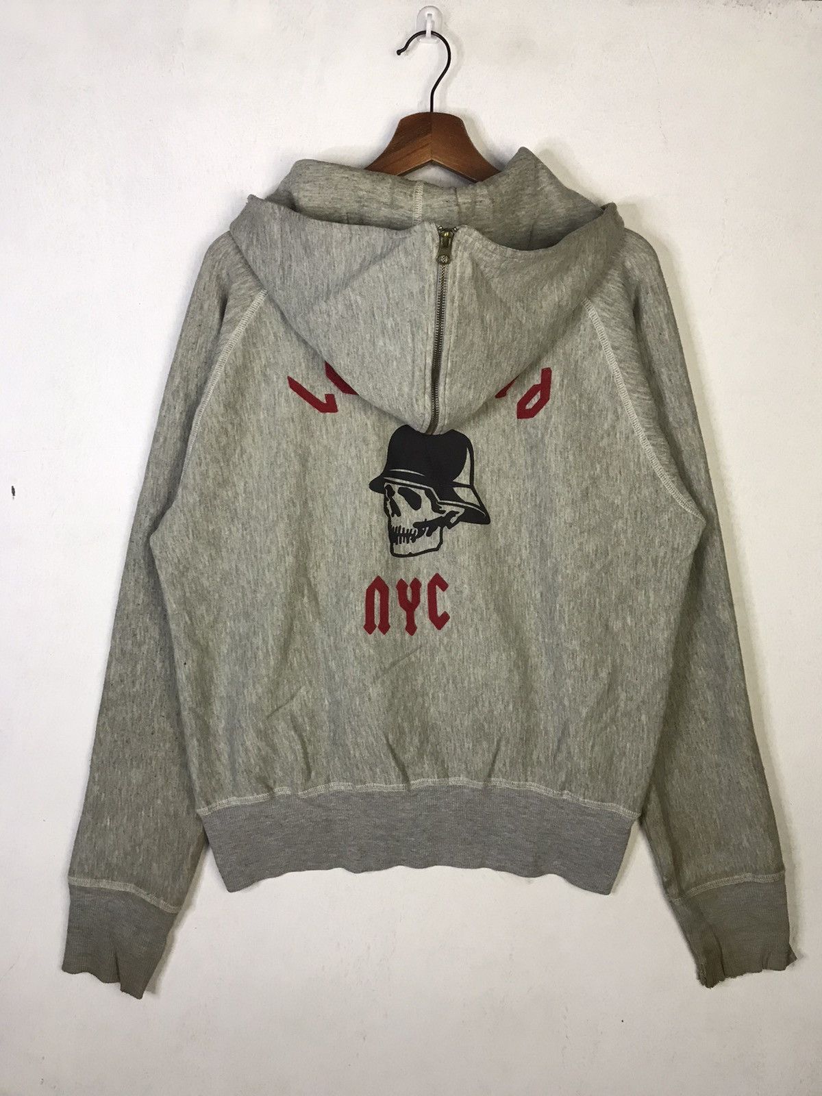 American Apparel × Vintage Left Field NYC USA Skull Distressed Zipper Hoodie Size US S / EU 44-46 / 1 - 2 Thumbnail
