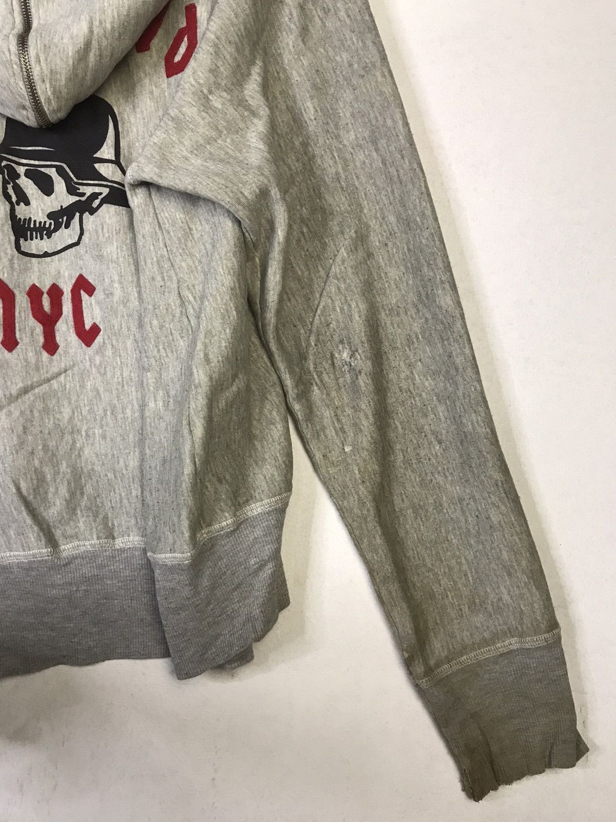 American Apparel × Vintage Left Field NYC USA Skull Distressed Zipper Hoodie Size US S / EU 44-46 / 1 - 9 Thumbnail