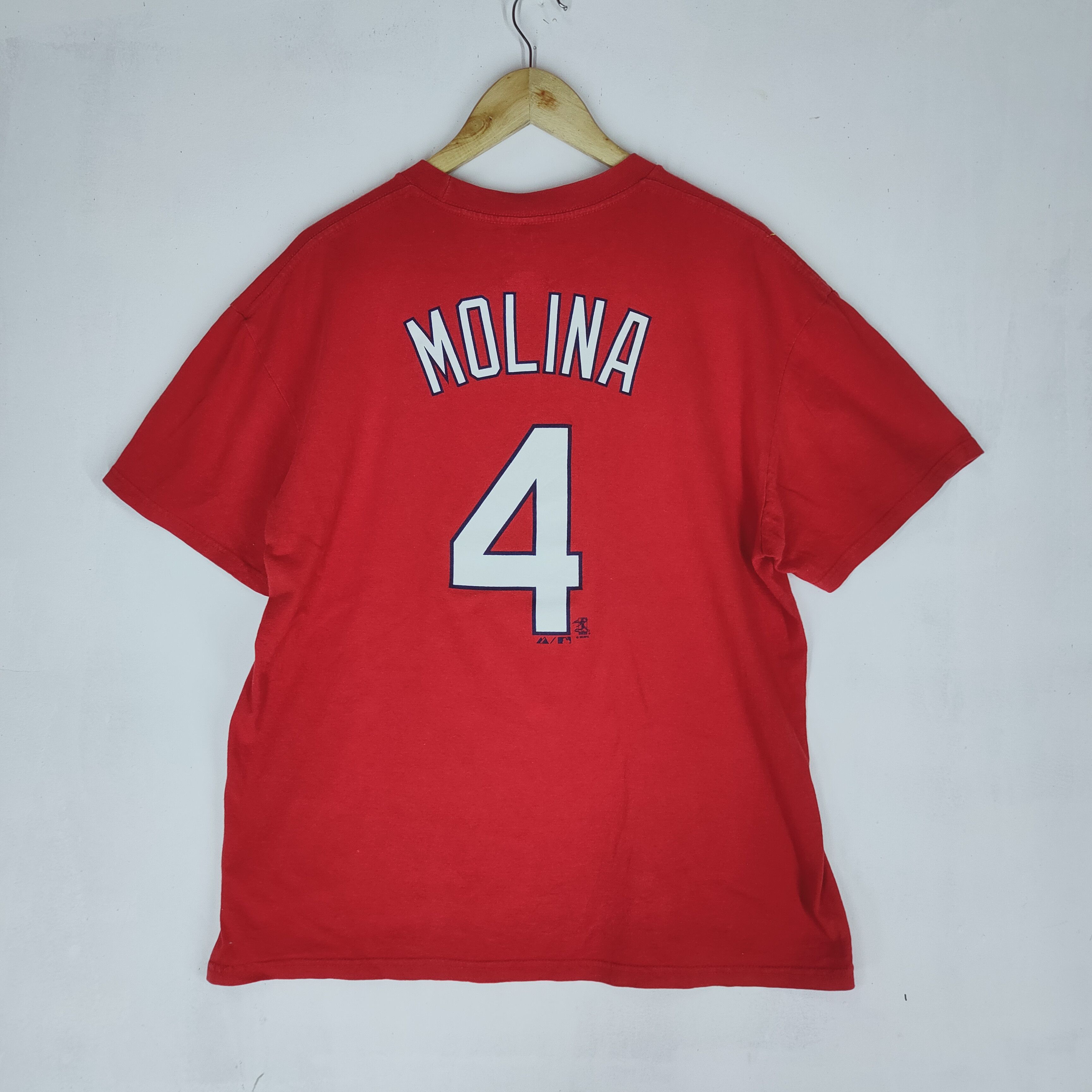 Majestic Rare🔥MLB CARDINALS SHIRT Big Logo Molina #4 Red Size US L / EU 52-54 / 3 - 5 Thumbnail