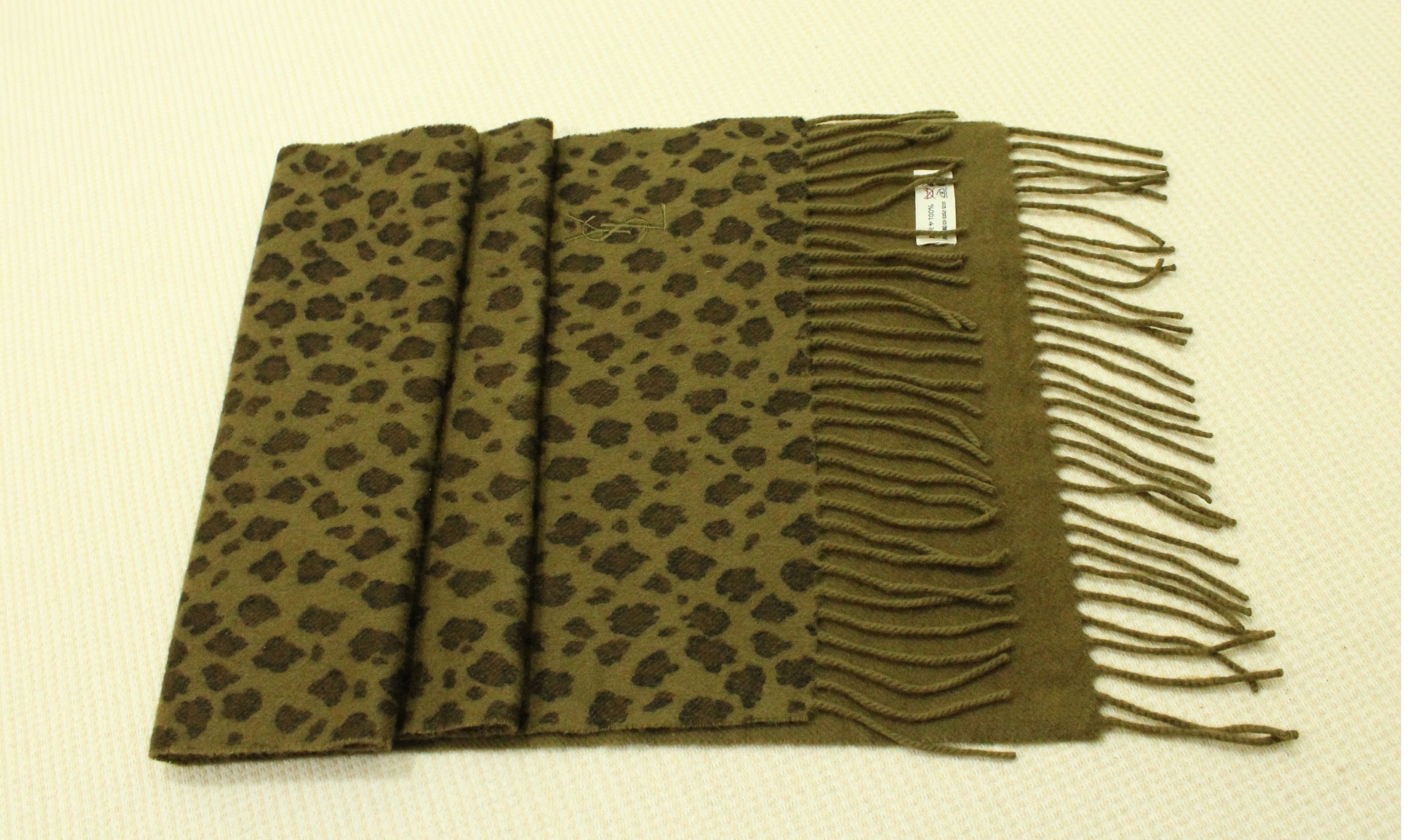 Vintage × Yves Saint Laurent YVES SAINT LAURENT Scarf Muffler Cashmere Leopard Cheetah Size ONE SIZE - 7 Thumbnail