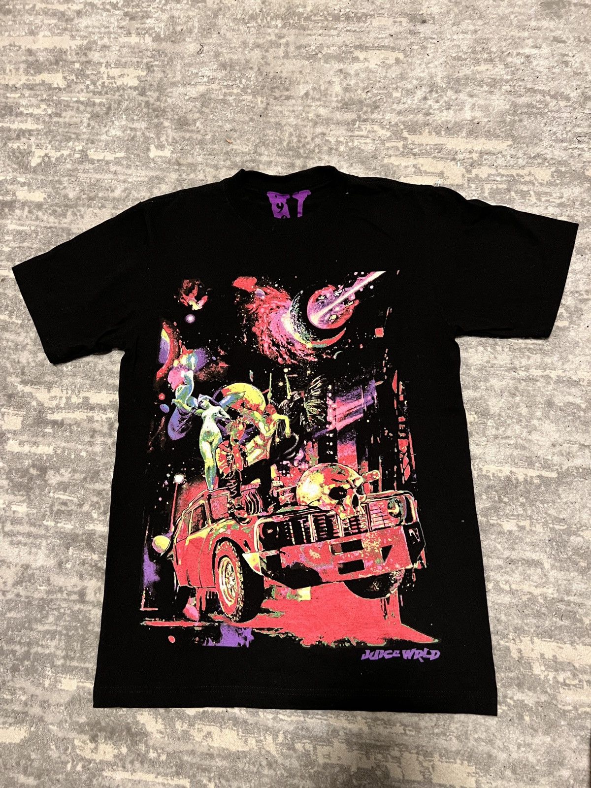 image of Rap Tees x Vlone Juice Wrld Galaxy Tee in Black, Men's (Size Medium)