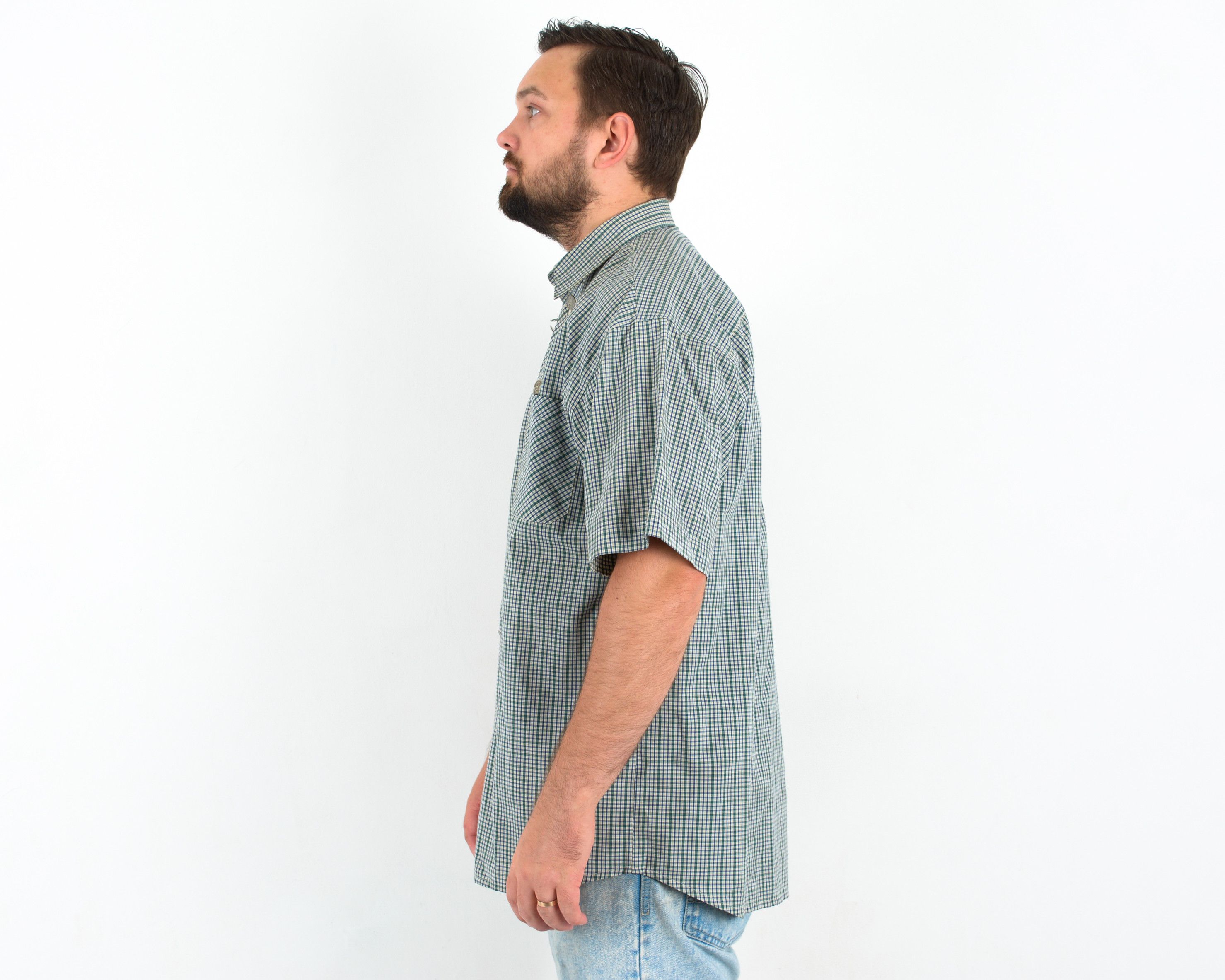 Vintage ALPHORN Trachten Size 43 Shirt Short Sleeved Plaid Check Size US L / EU 52-54 / 3 - 4 Thumbnail
