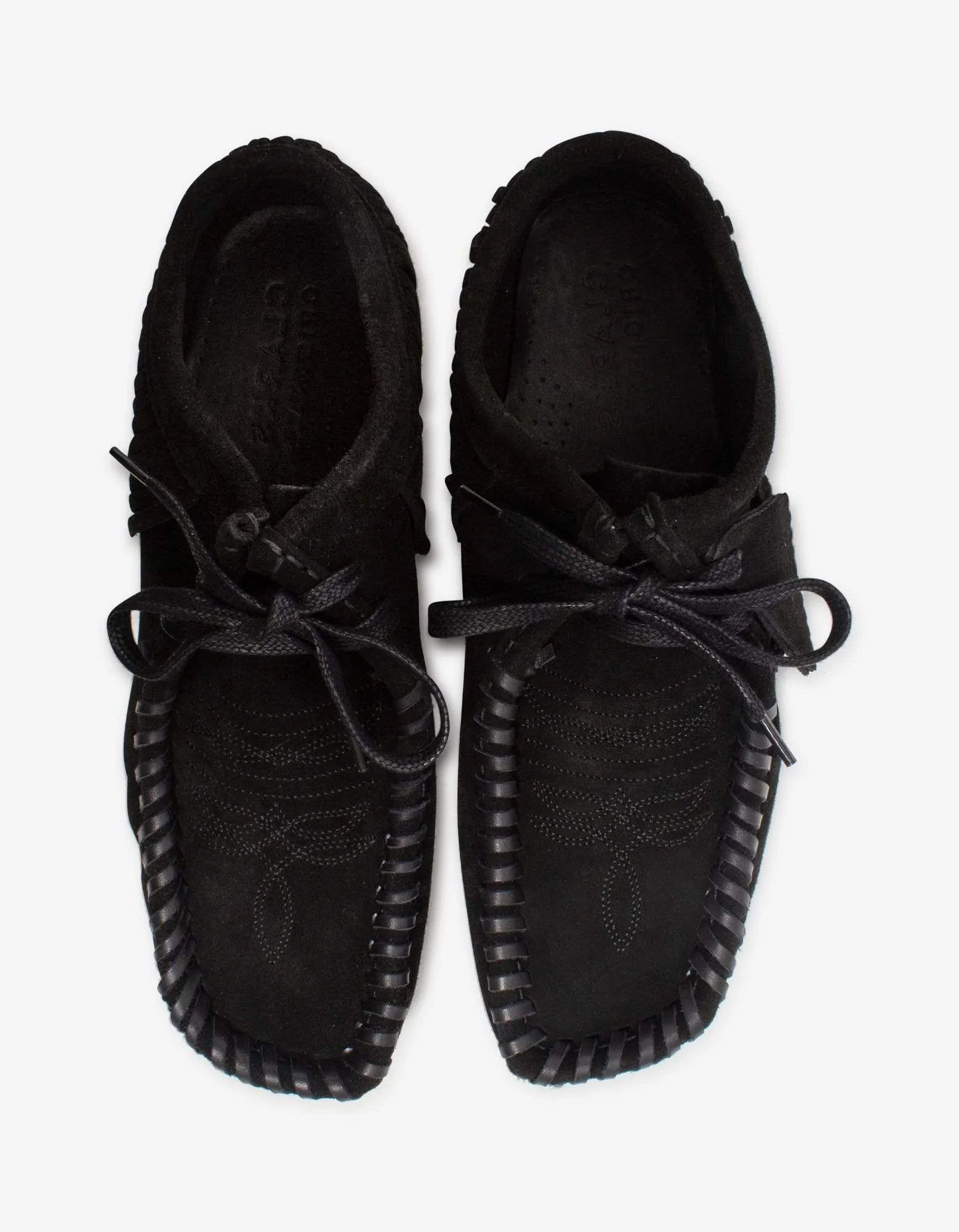 Black Suede Fringed Wallabee Shoes