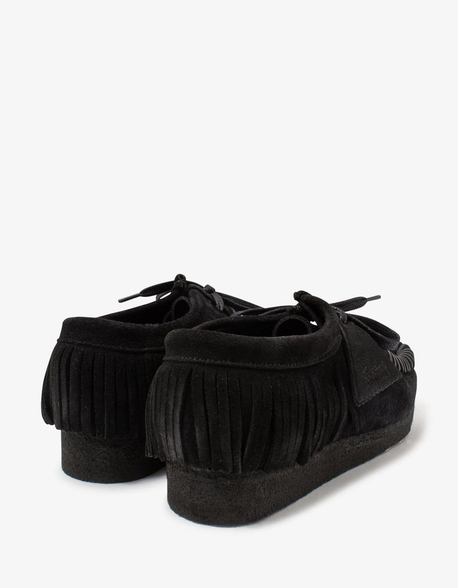 Black Suede Fringed Wallabee Shoes