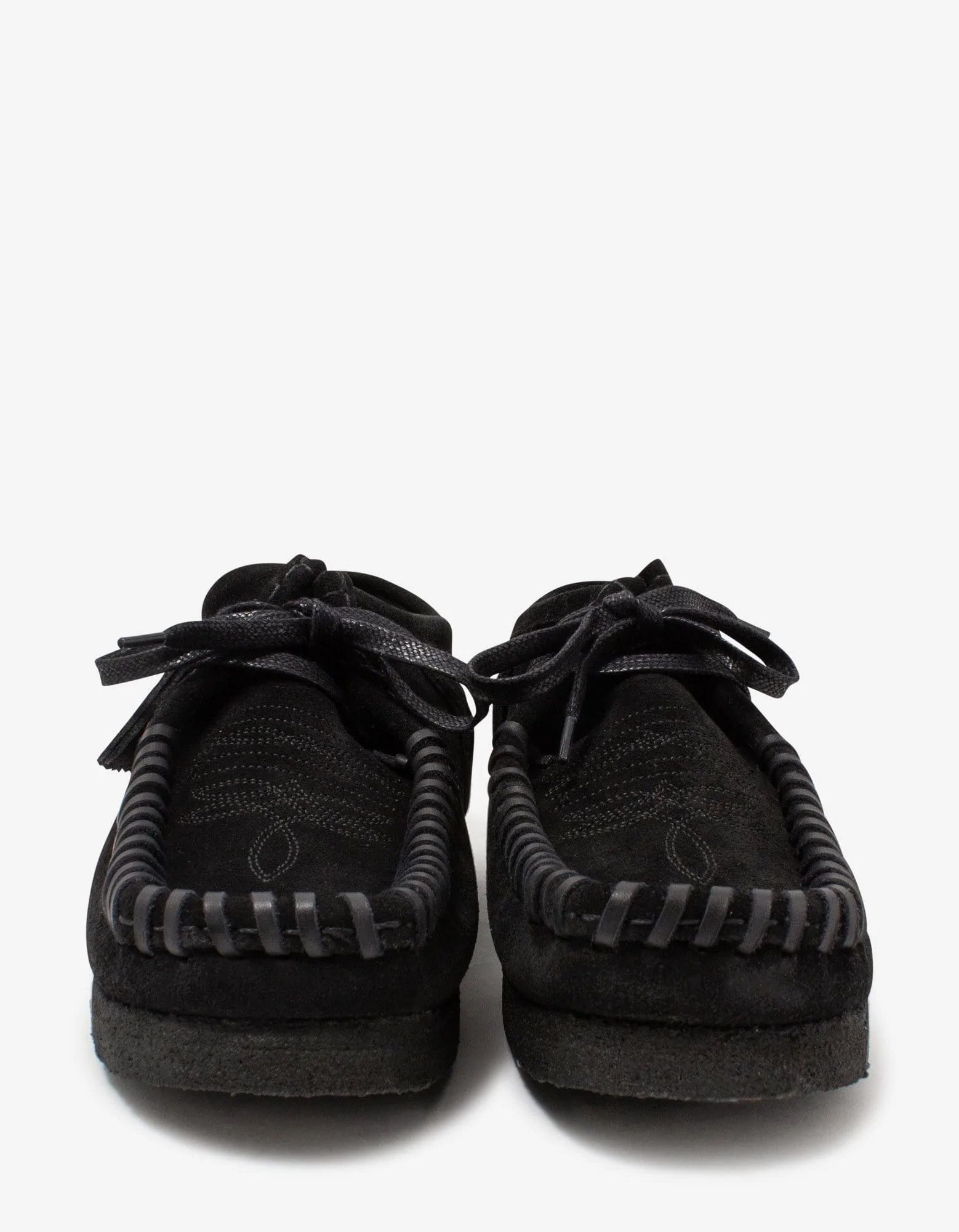 Black Suede Fringed Wallabee Shoes