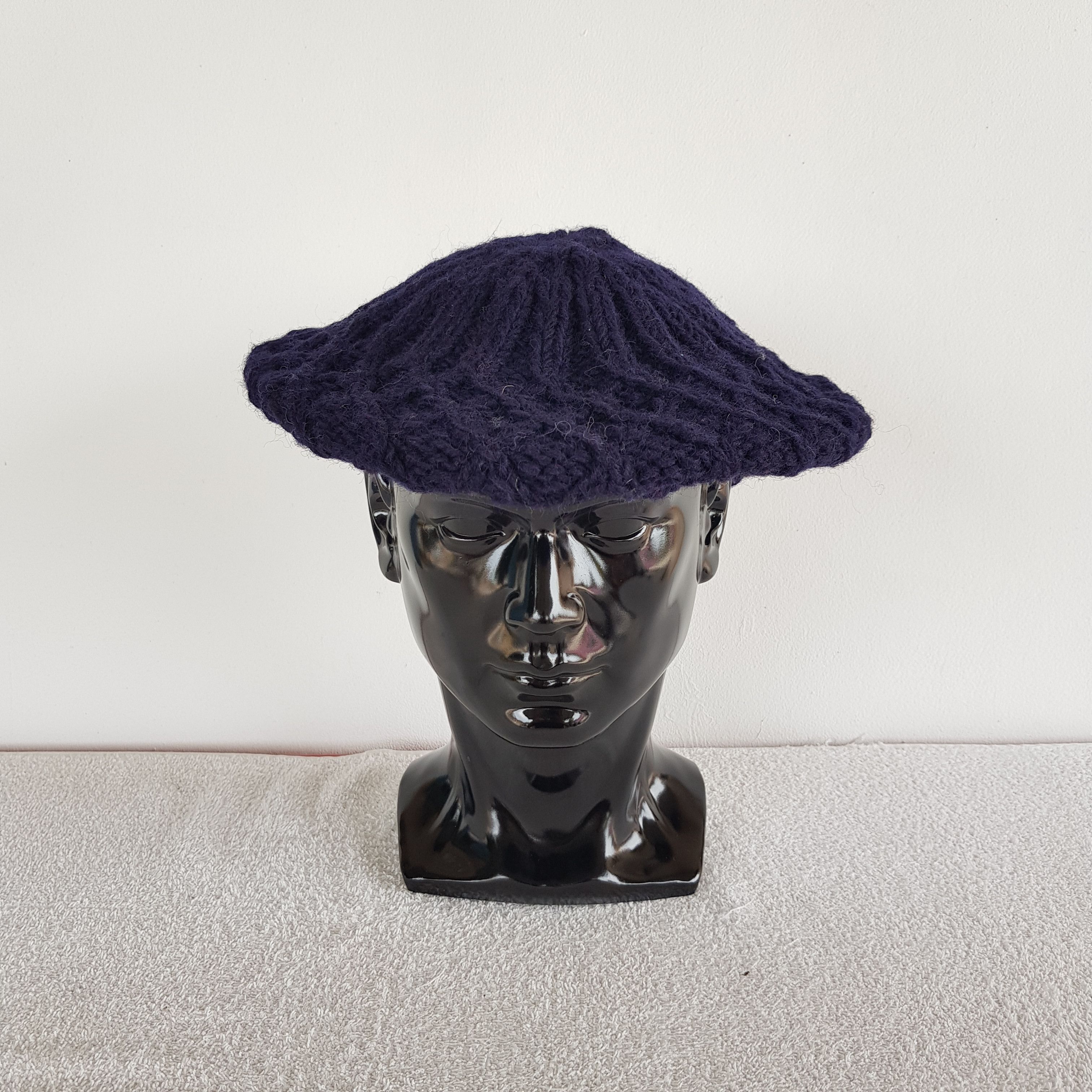 Japanese Brand × Vintage Skeve Beret Hats Beanie Snow Cap Wool Knitted Chunky Hats Size ONE SIZE - 2 Thumbnail