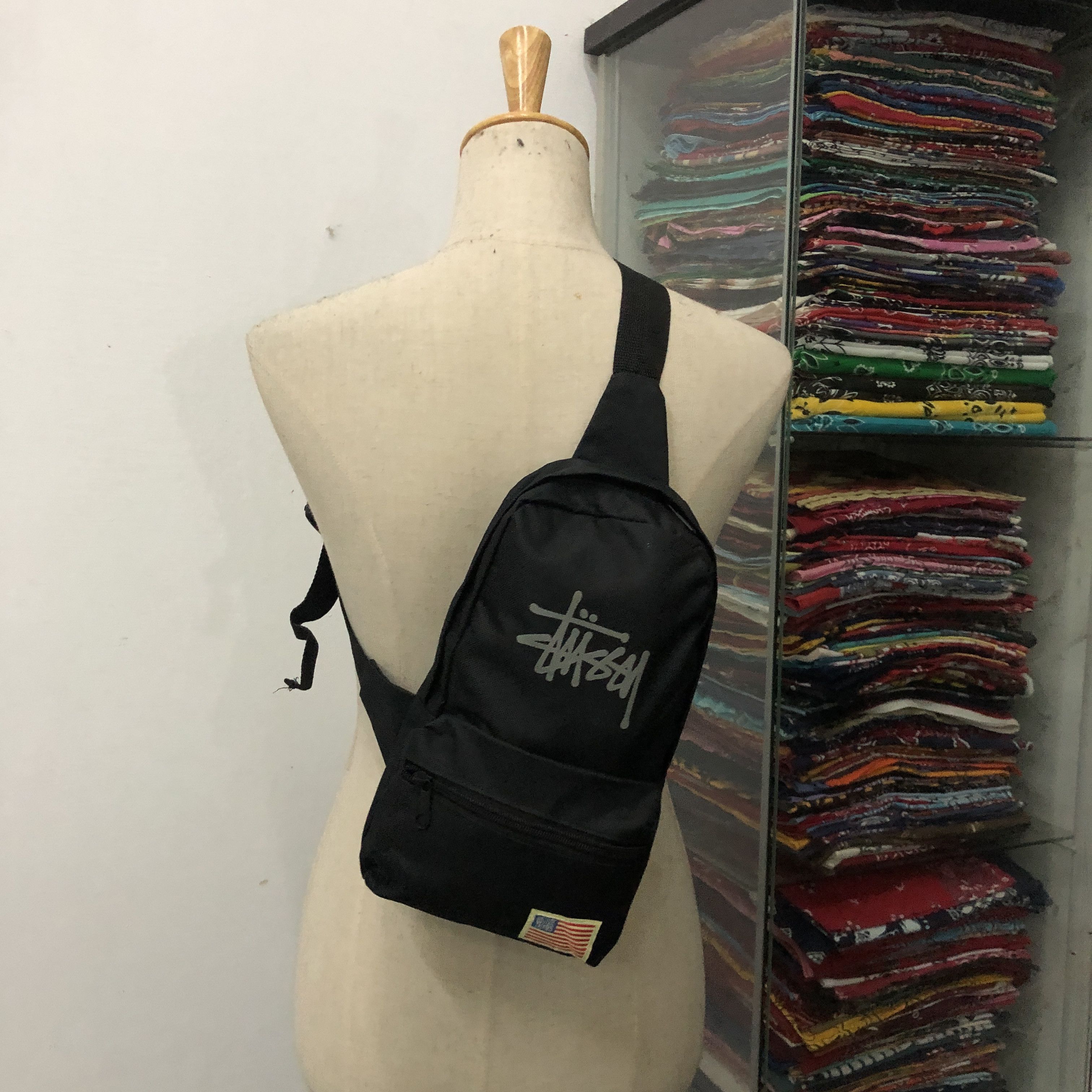 Stussy Stussy Troops Crossbody Bag Canvas Sling Shoulder Black Size ONE SIZE - 7 Thumbnail