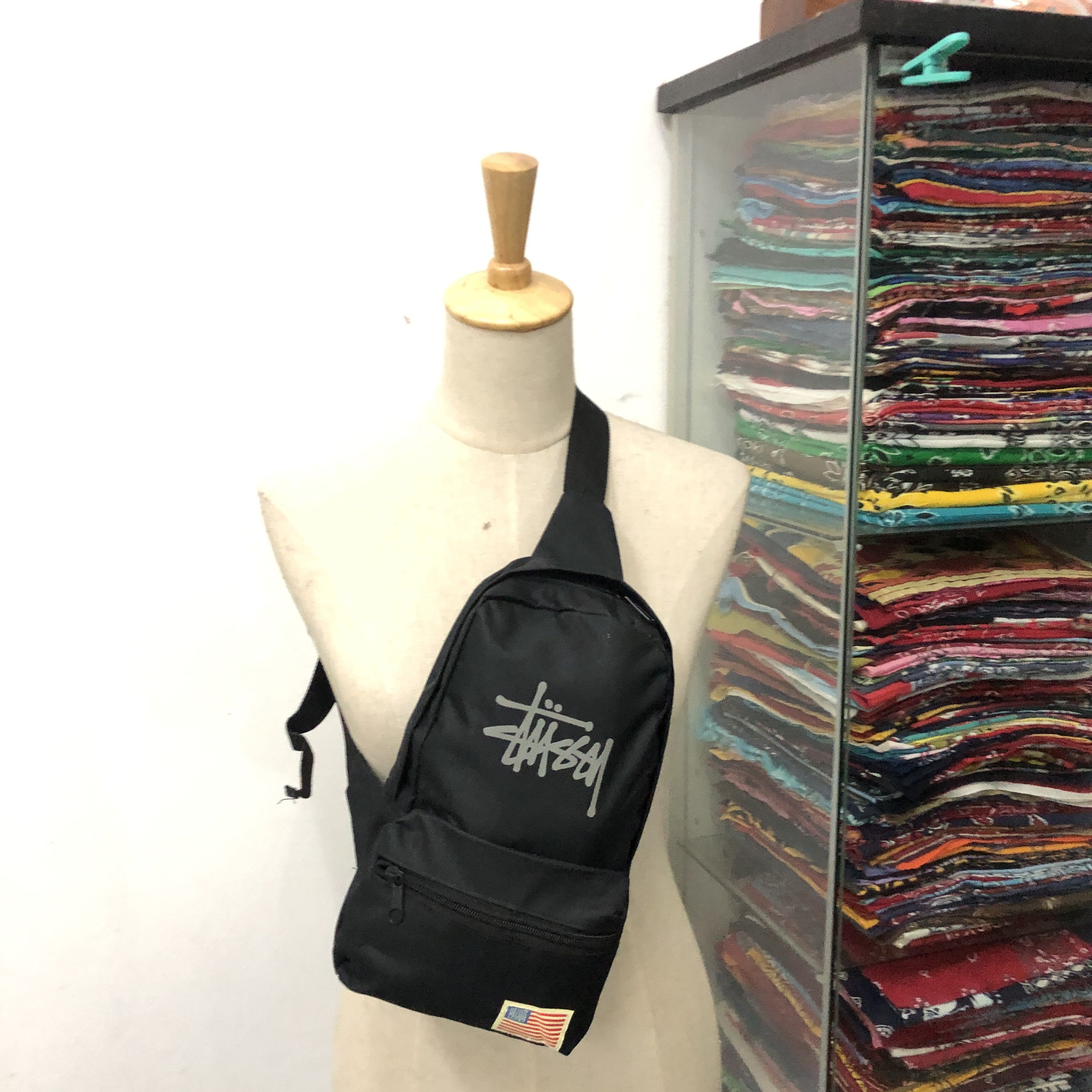 Stussy Stussy Troops Crossbody Bag Canvas Sling Shoulder Black Size ONE SIZE - 6 Thumbnail
