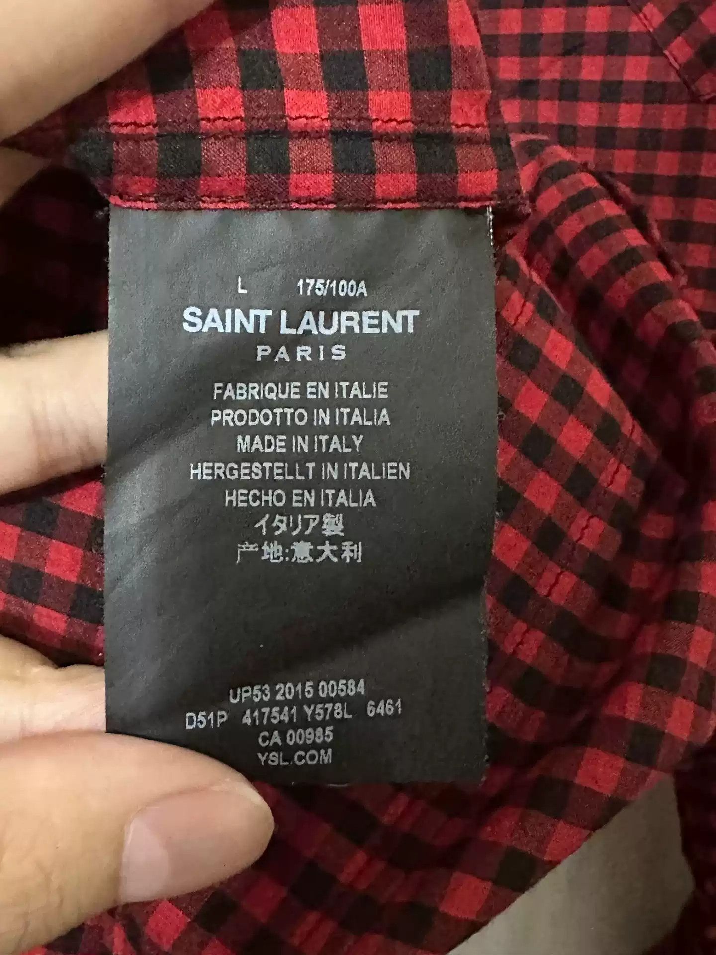 Saint Laurent Red Checked Shirt Size L